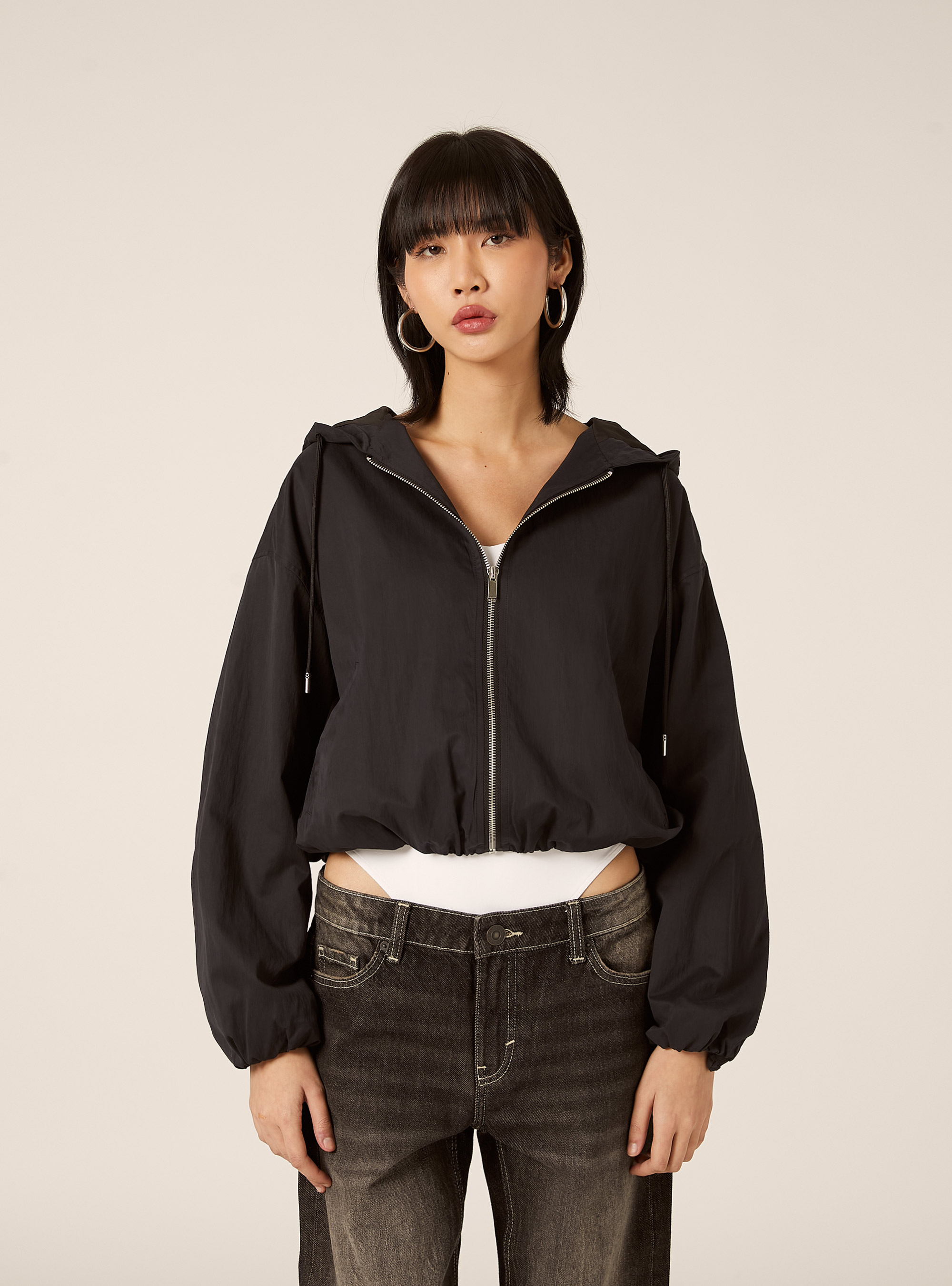 Giacca cappuccio balloon fit, BK1 BLACK