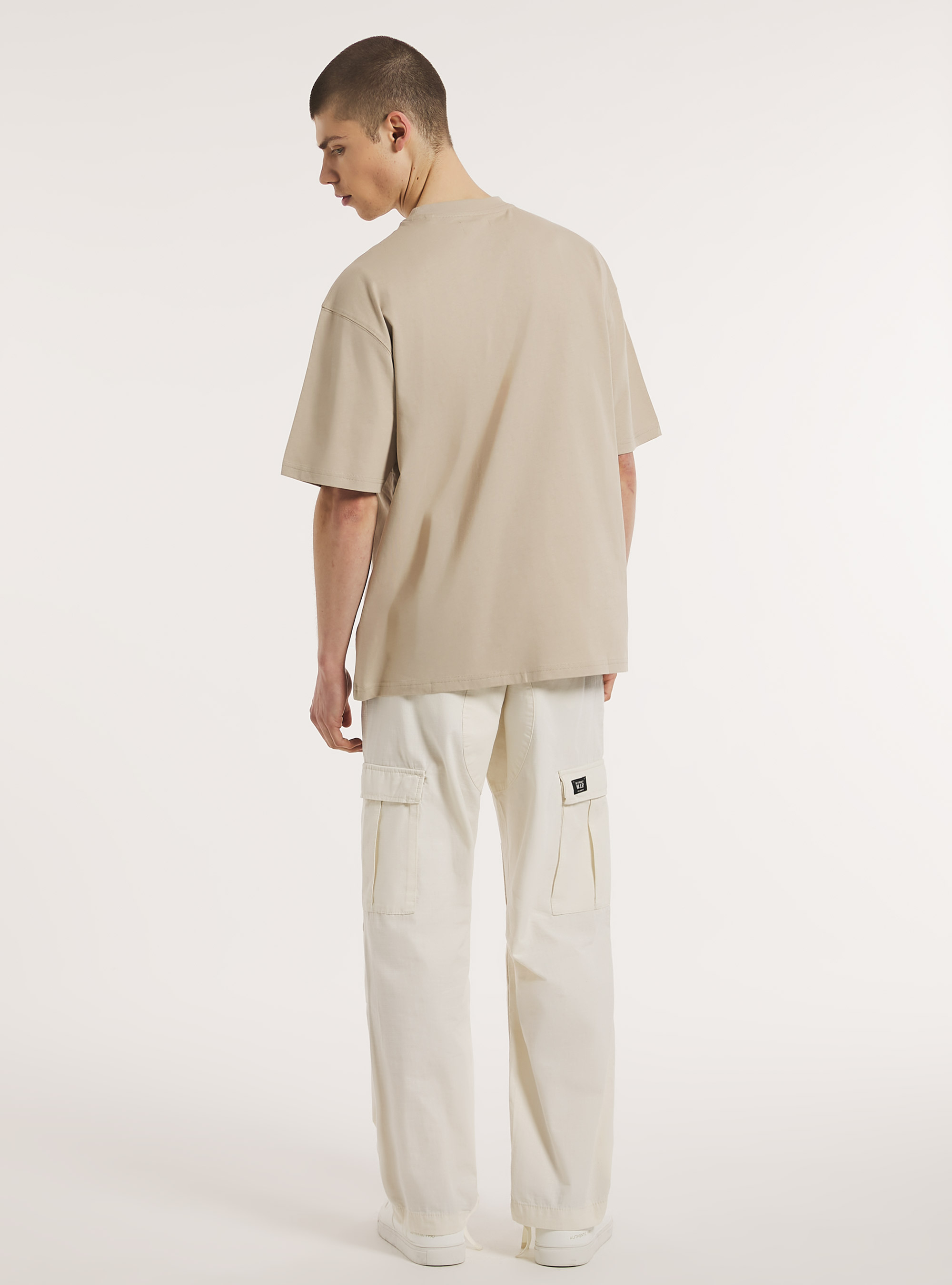 T-shirt en coton à la coupe large, BG2 BEIGE MEDIUM