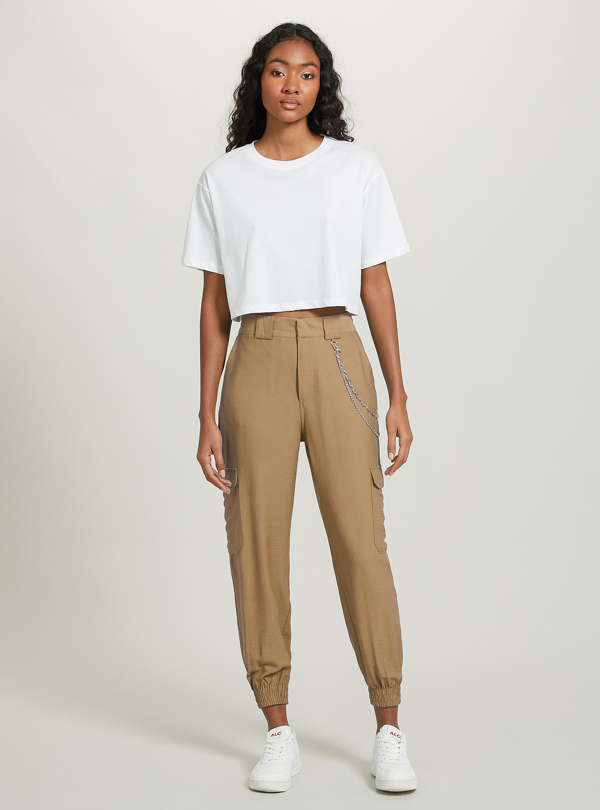 Linen blend chain trousers, TB2 TOBACCO MEDIUM