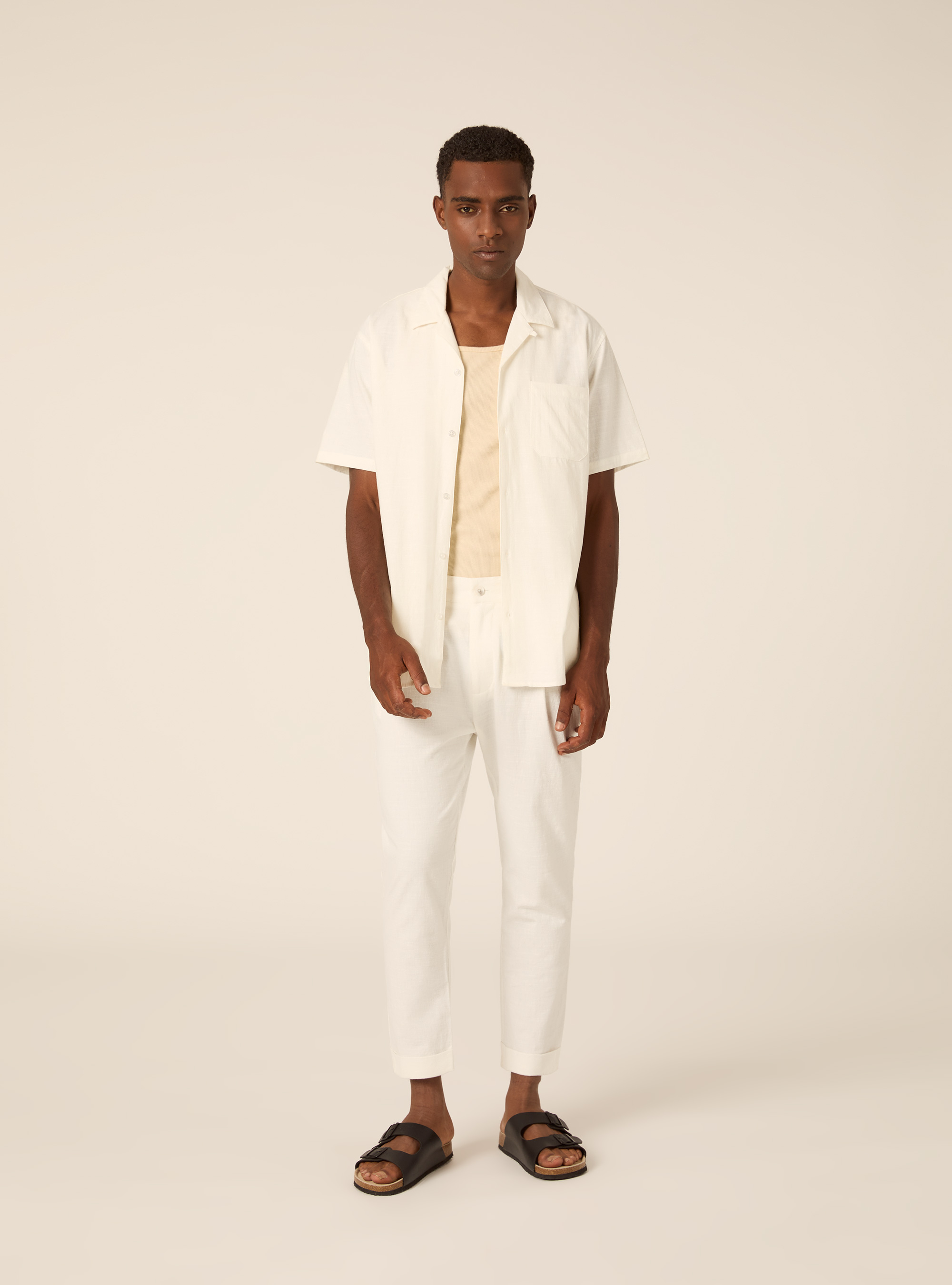 Camicia in misto lino, WH1 OFF WHITE