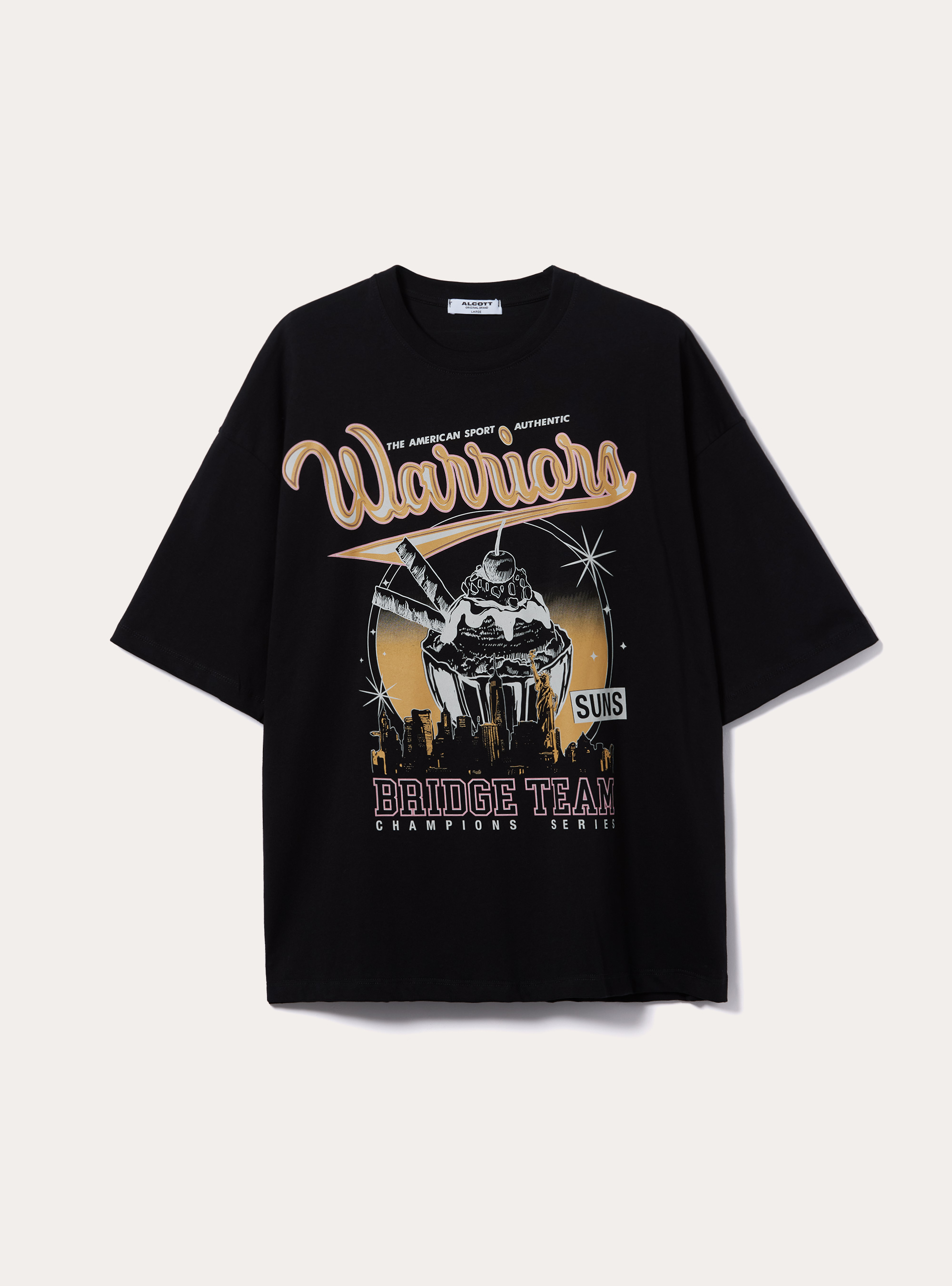 Over fit t-shirt with print, BK1 BLACK