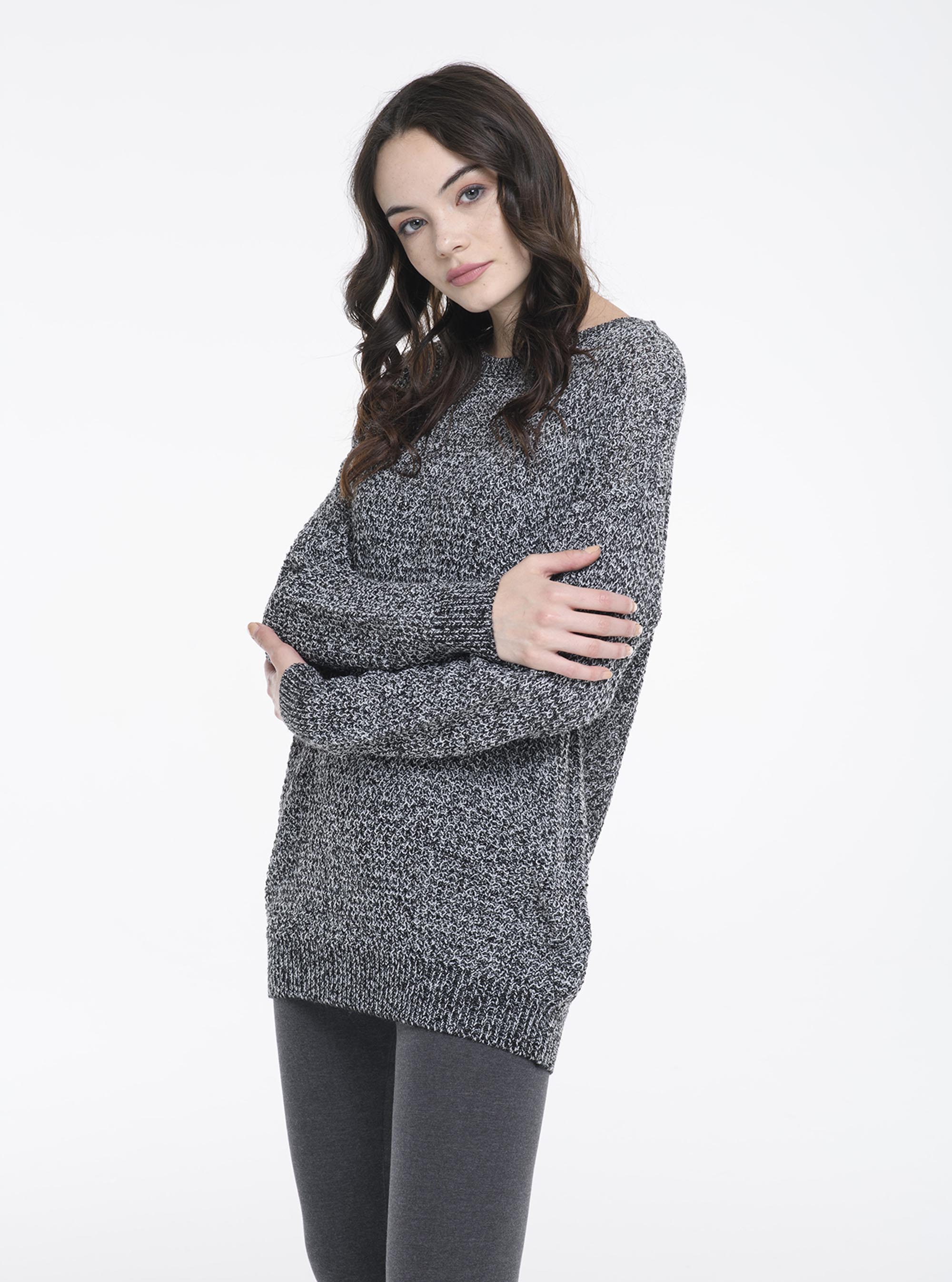 Pullover in maglia, BLACK/OFF-WHITE