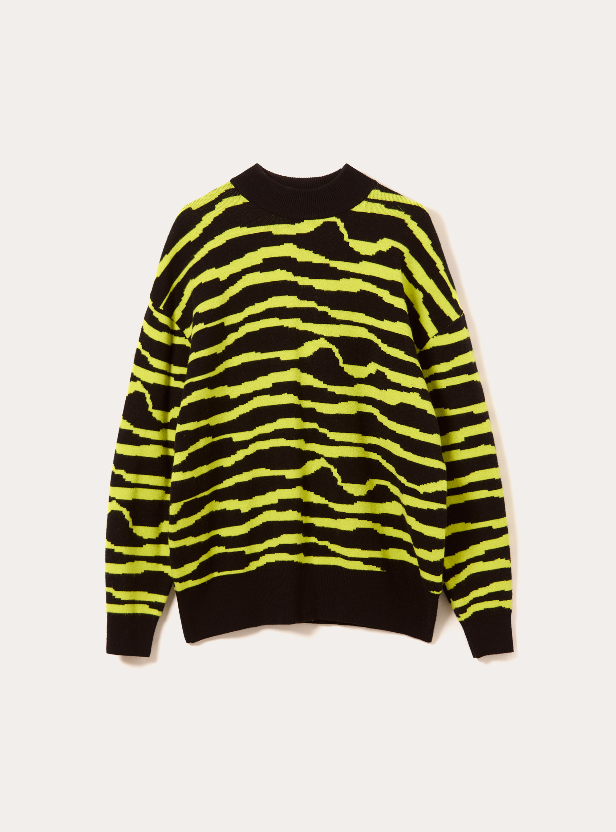 Pullover girocollo zebrato, BK1 BLACK