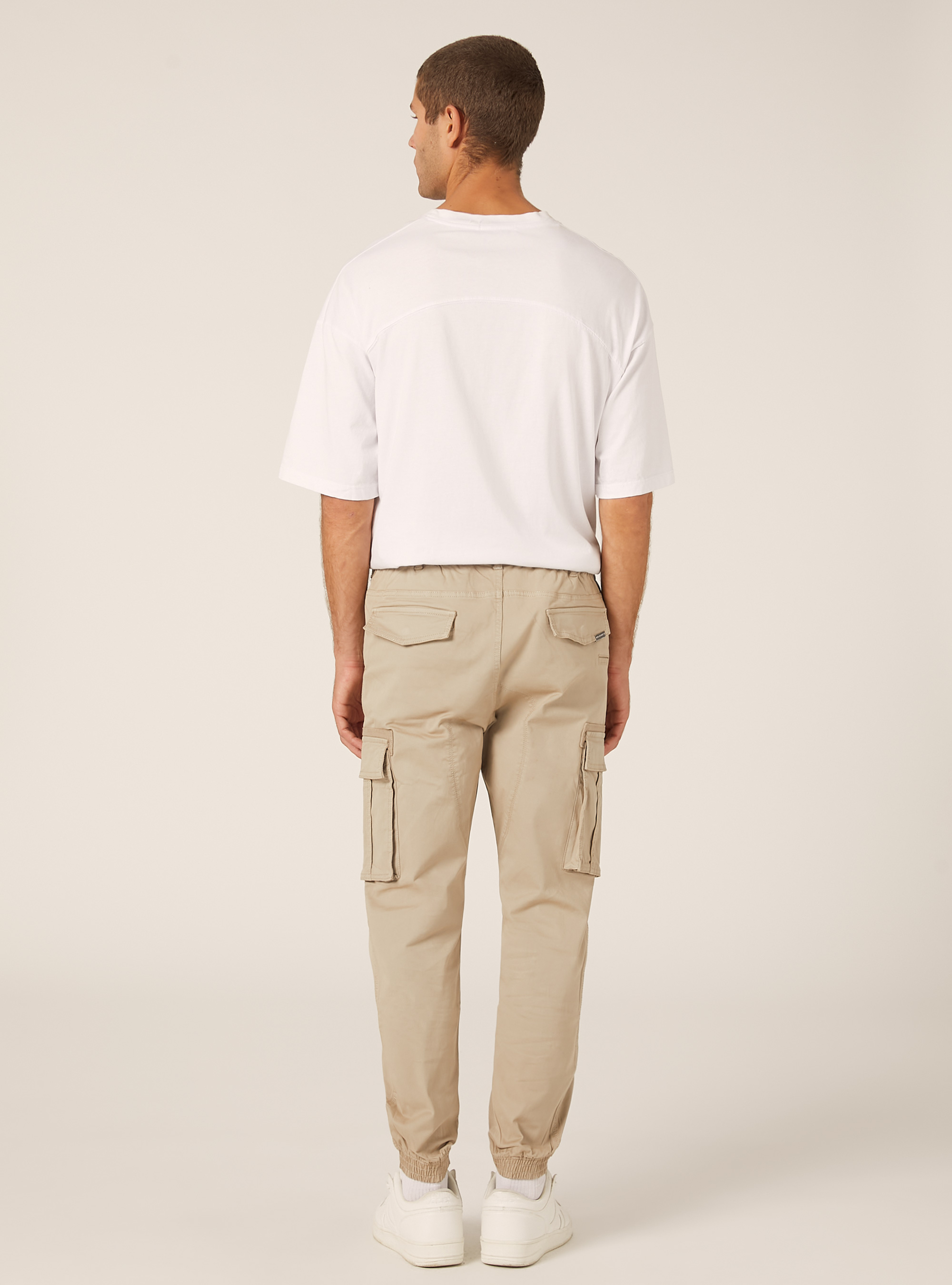 Stretch twill cargo jogger pants, BG2 BEIGE MEDIUM