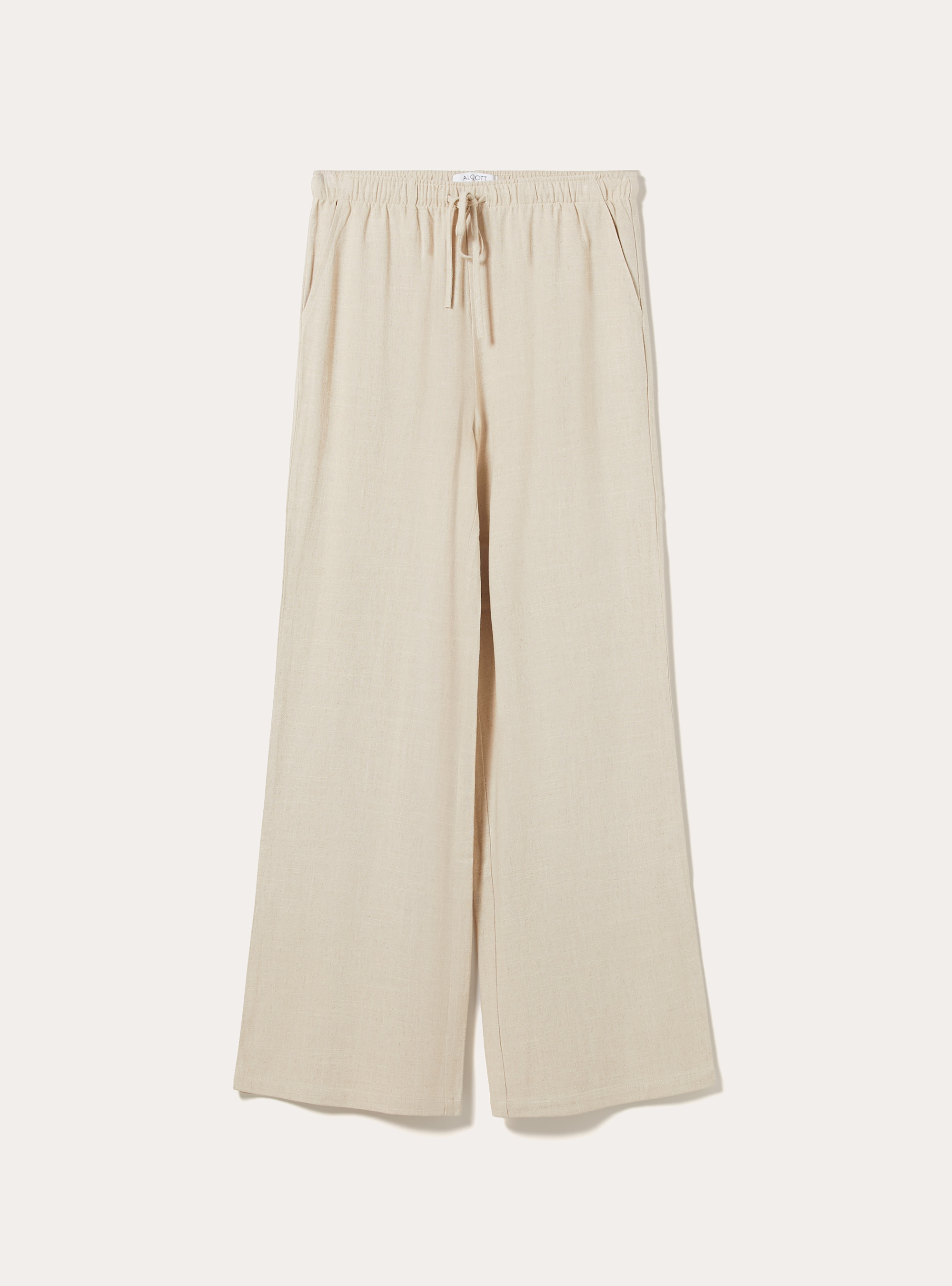 Pantaloni wide leg in misto lino, MBG2 BEIGE MEL MED