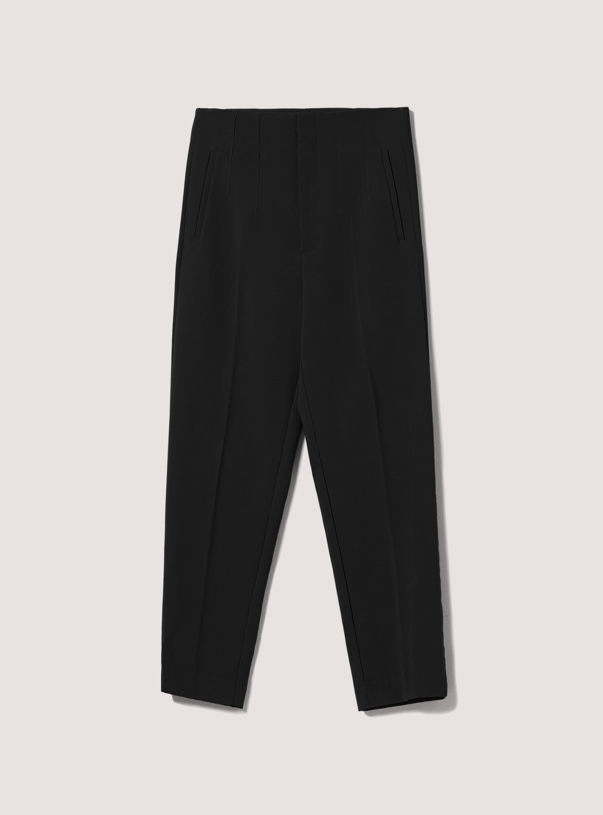 Plain-coloured trousers with darts, BK1 BLACK