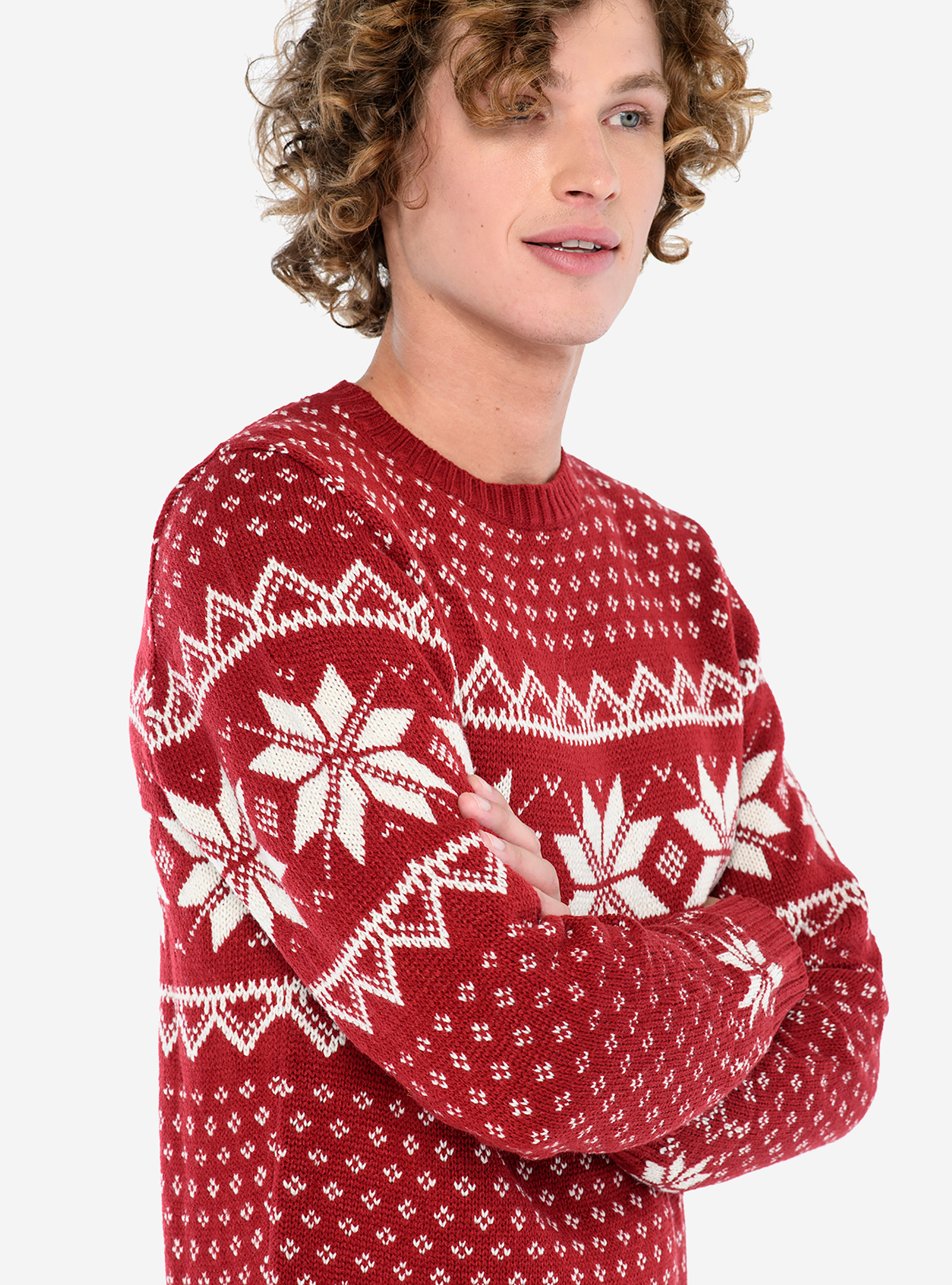 JAQUARD PULLOVER, RED