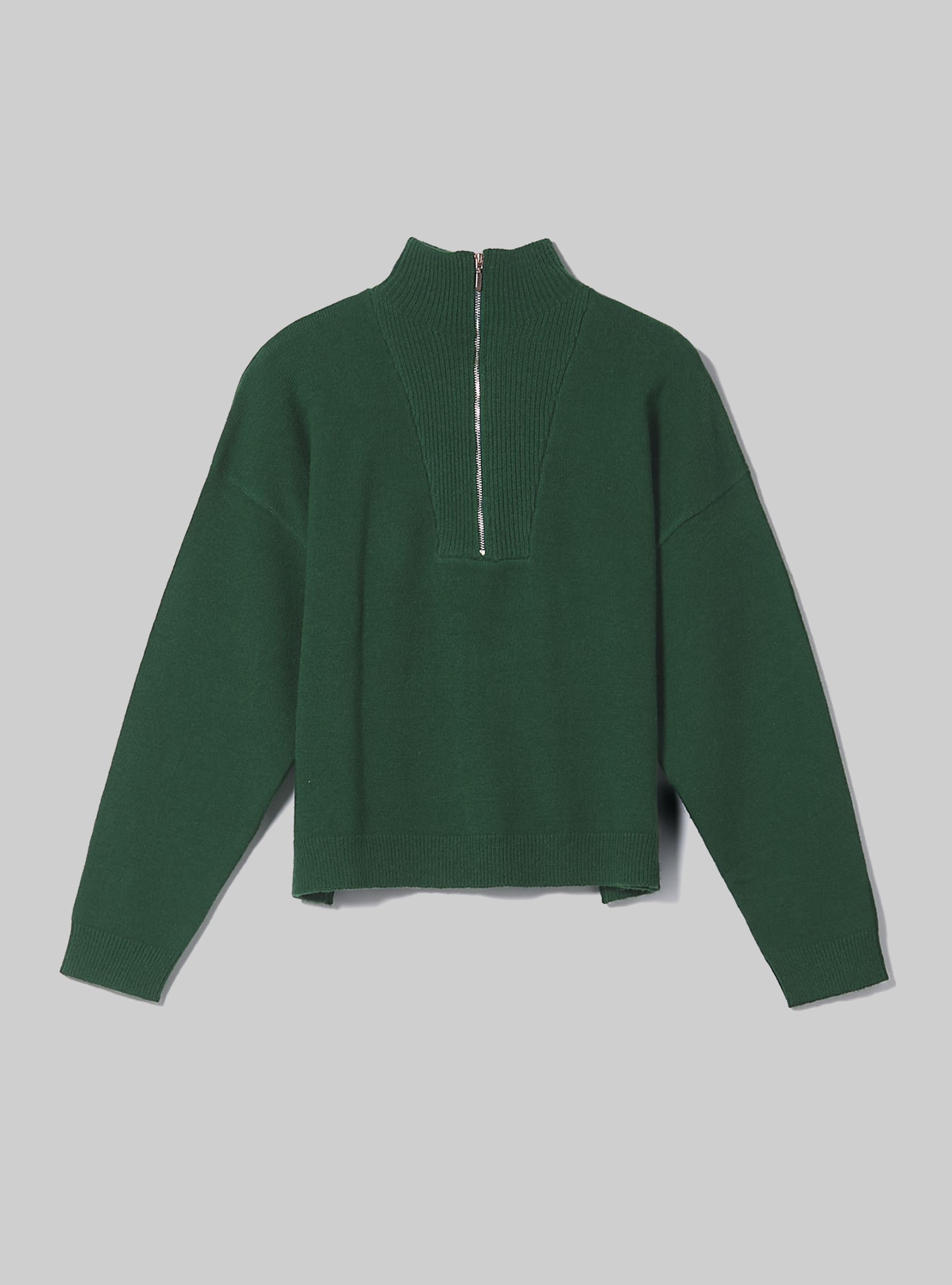 Half-neck pullover with zip, GN1 GREEN DARK