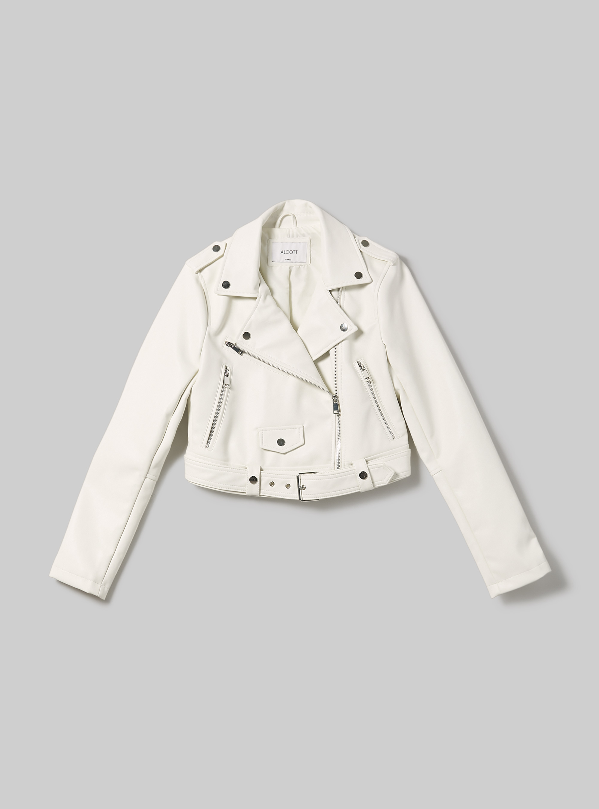 Leather-effect biker jacket, WH2 WHITE