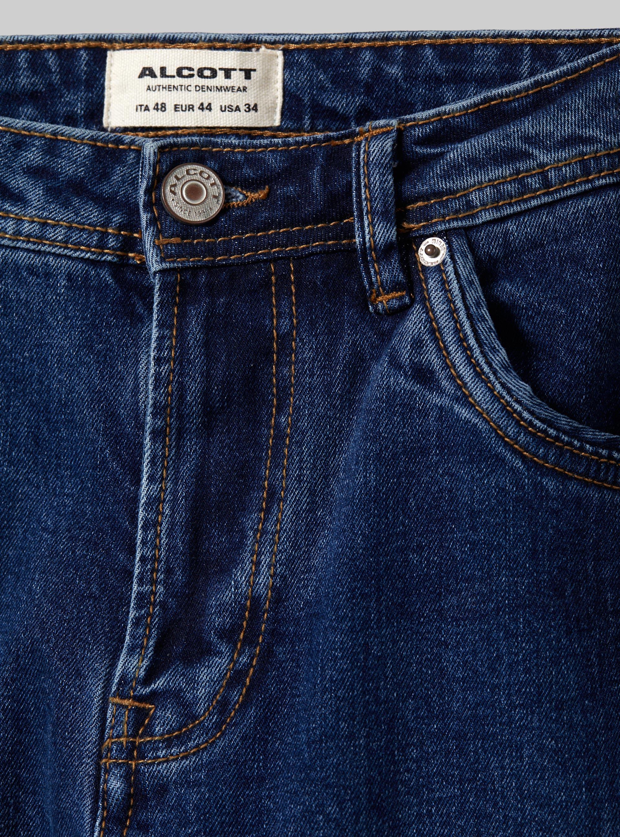 Jeans slim fit in denim stretch, D002 MEDIUM DARK BLUE