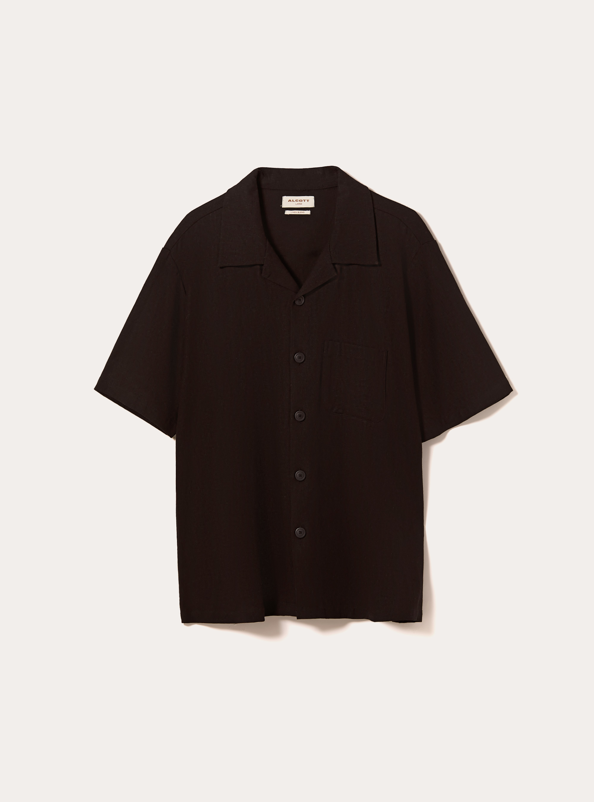 Linen blend shirt with breast pocket, BK1 BLACK
