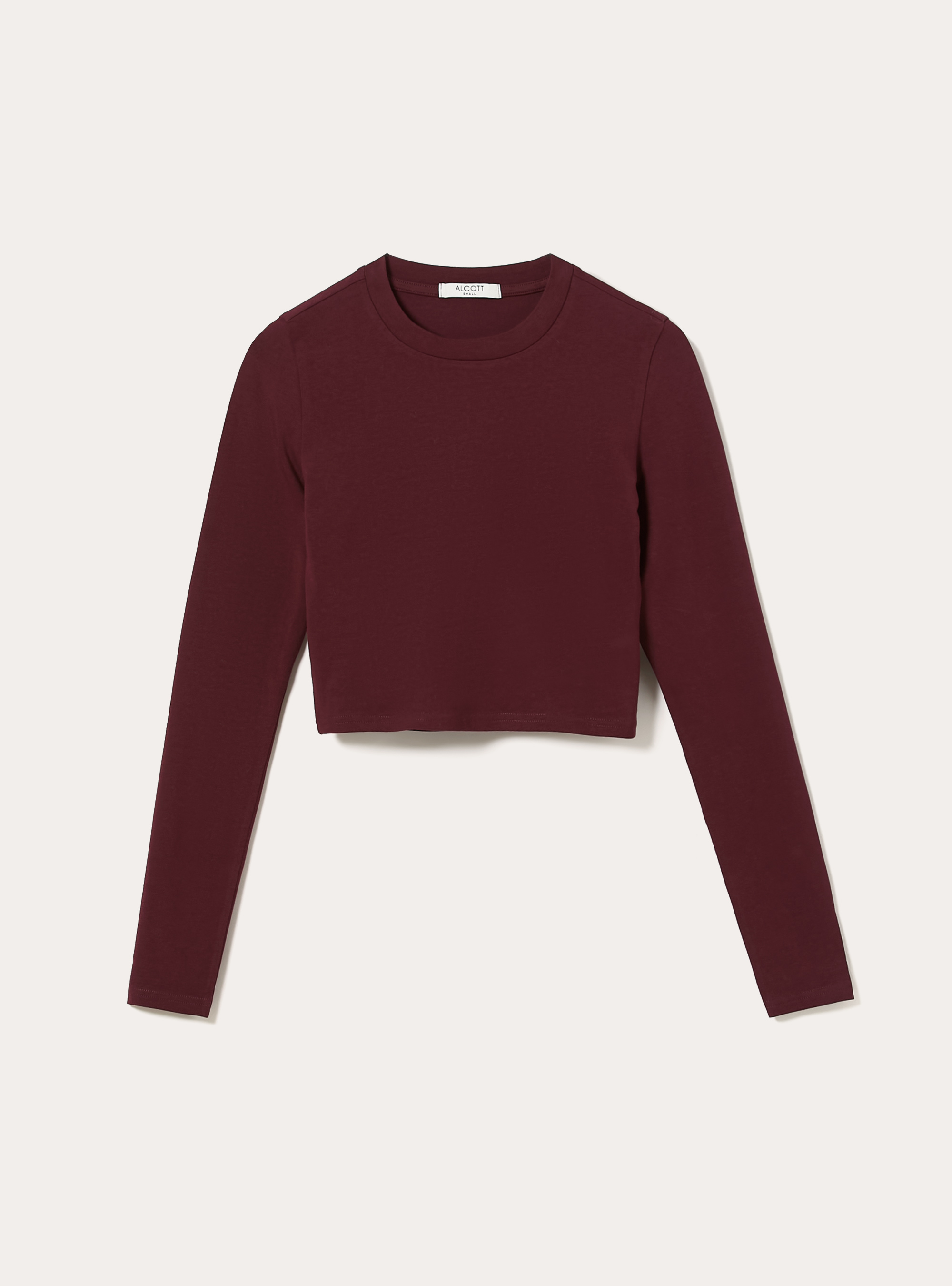 Cropped long-sleeved T-shirt, BO1 BORDEAUX DARK
