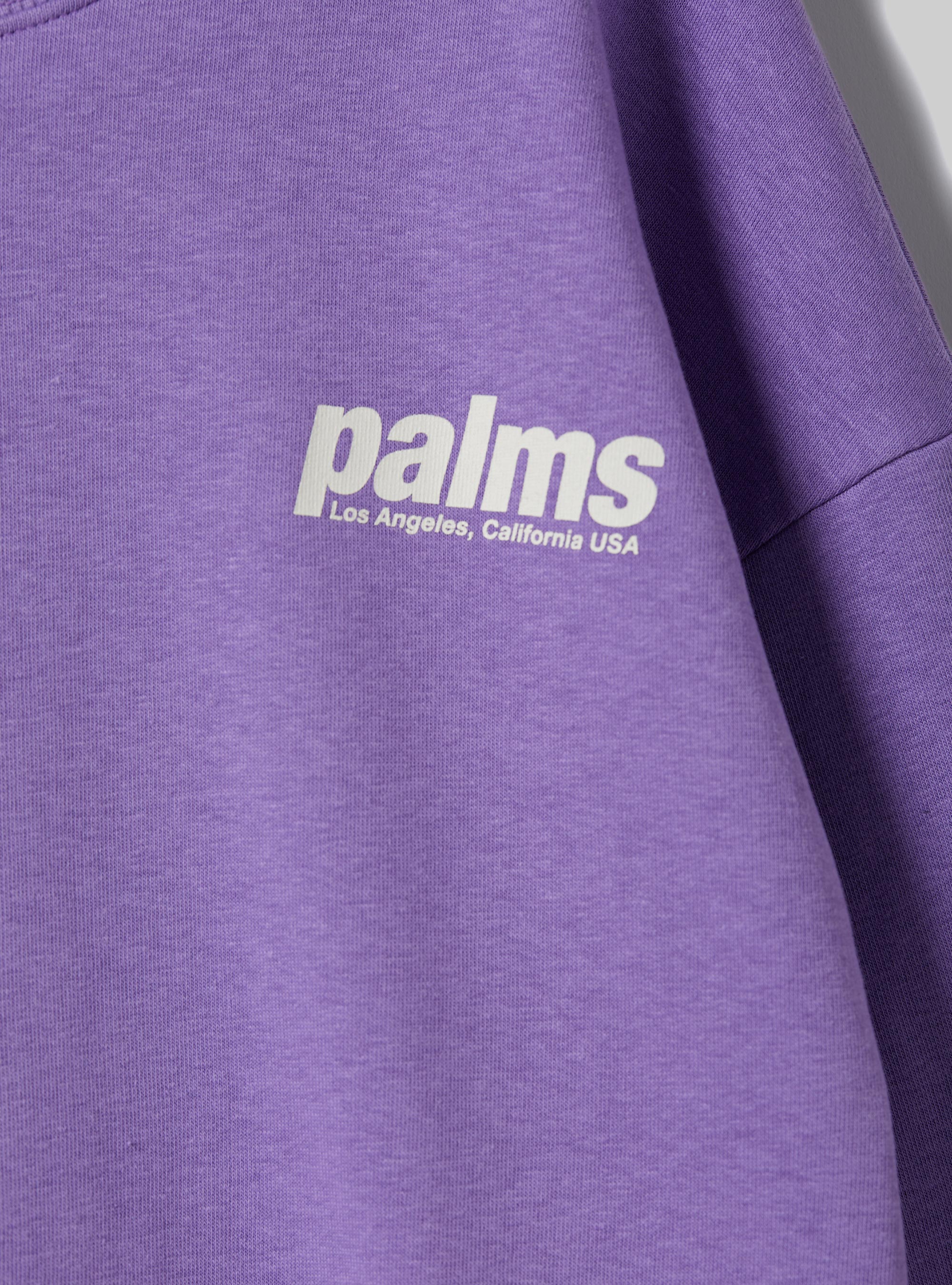 Cropped sweatshirt with lettering print, LC1 LILLAC DARK