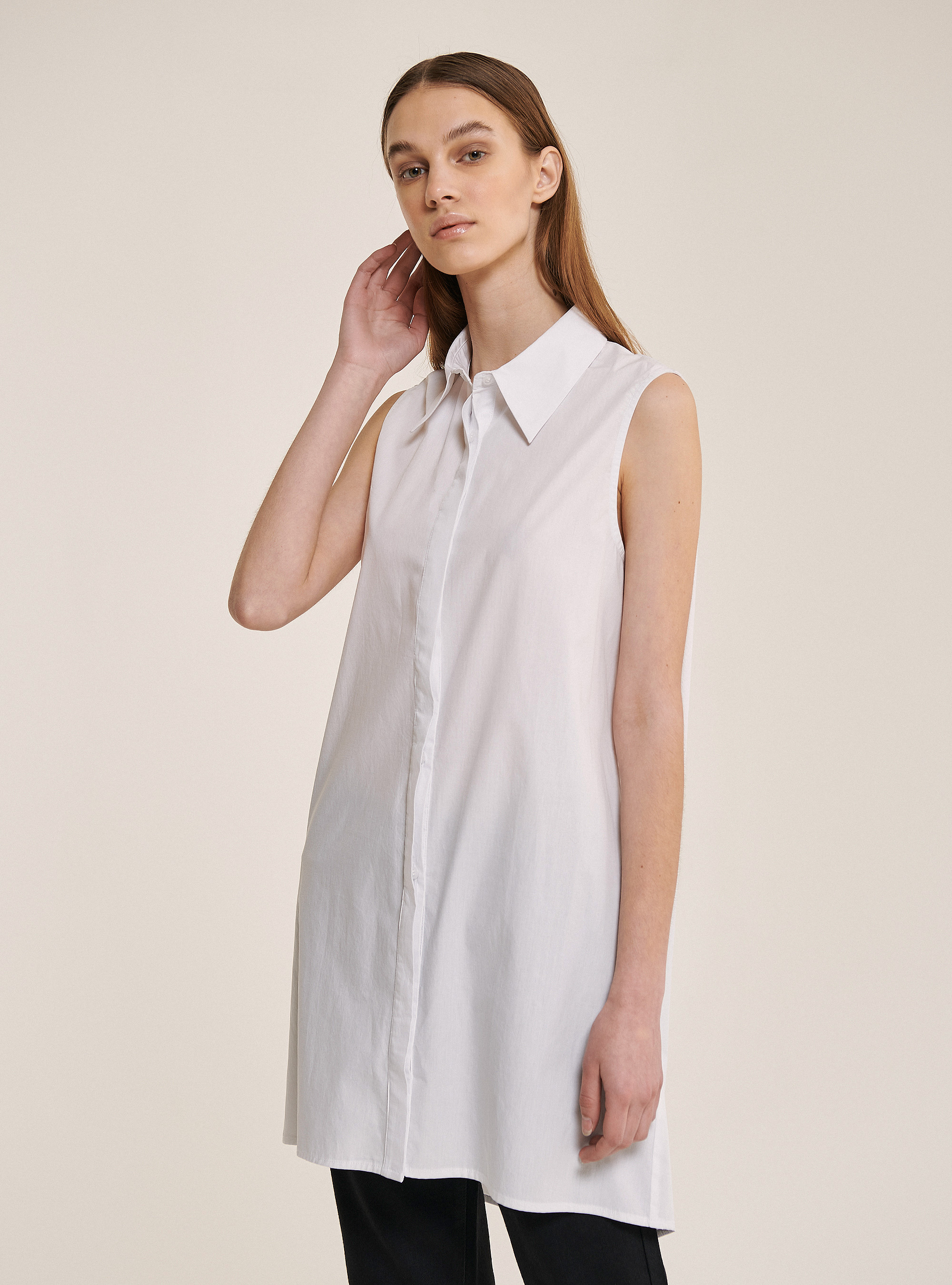 Oversized sleeveless shirt, WHITE