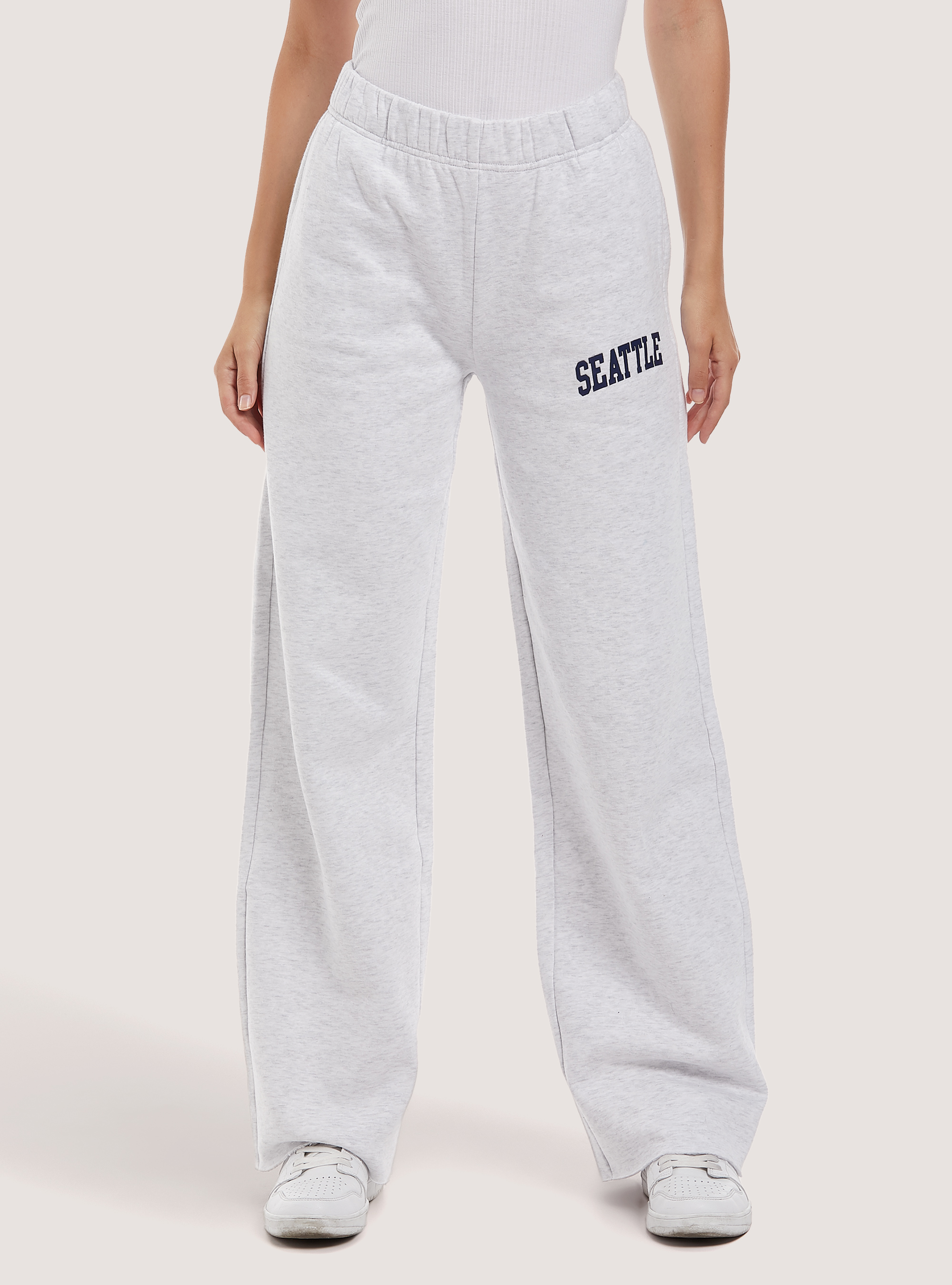 Plush trousers with loose fit print, MEL GREY LIGHT