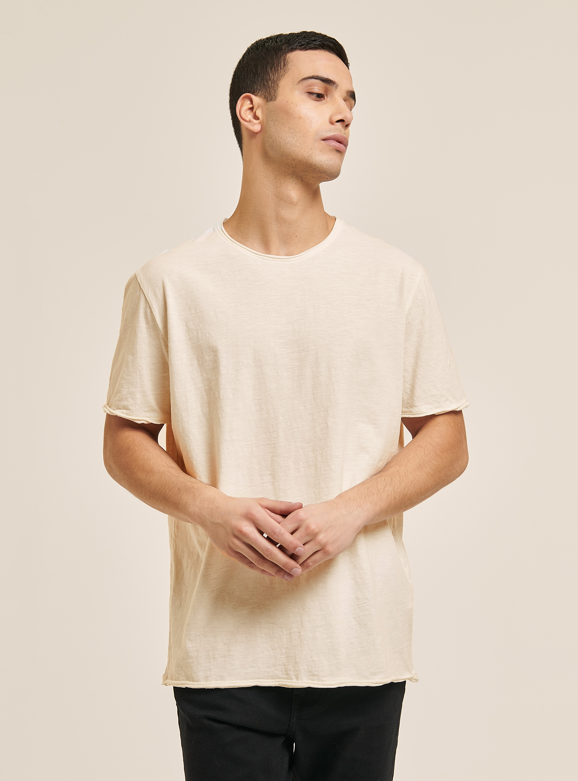 T-shirt en coton uni de base, C104 CREAM