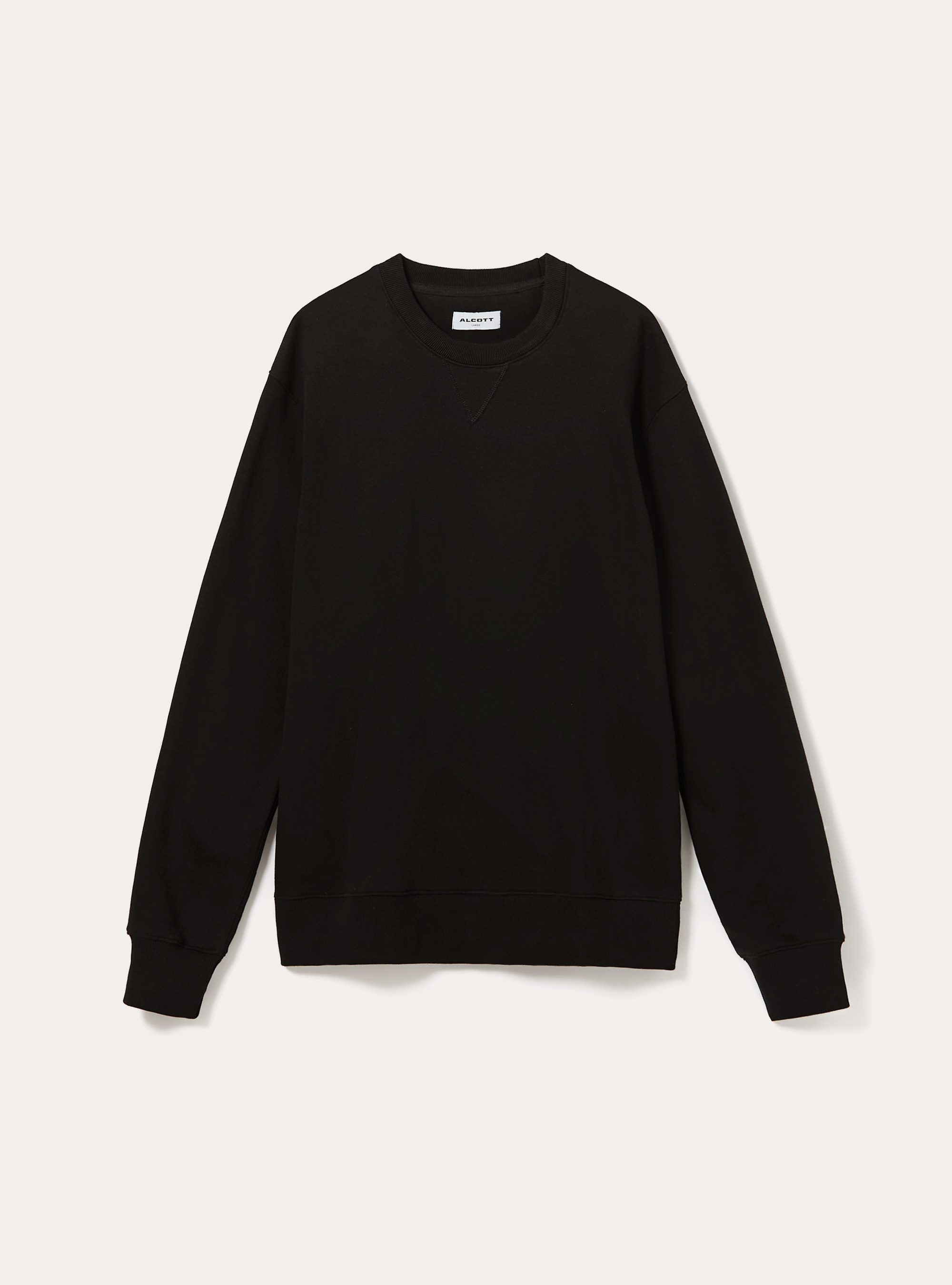 Sweat &agrave; col ras du cou de couleur unie, BK1 BLACK