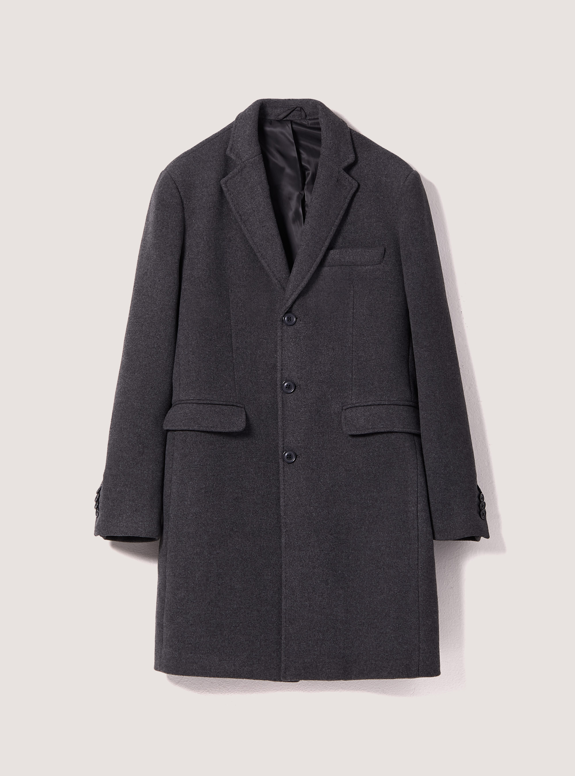 Single breasted wool blend coat, GY1 GREY DARK