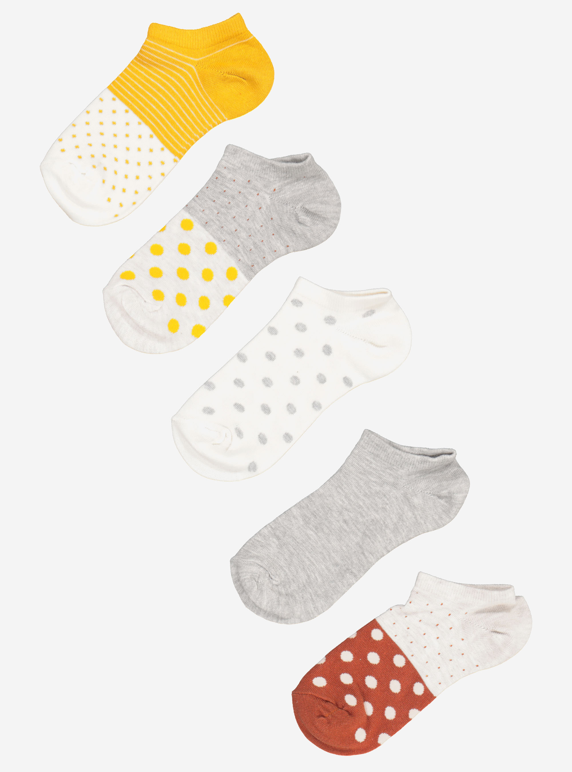 Pacco di 5 paia di calzini corti a fantasia, MULTICOLORE