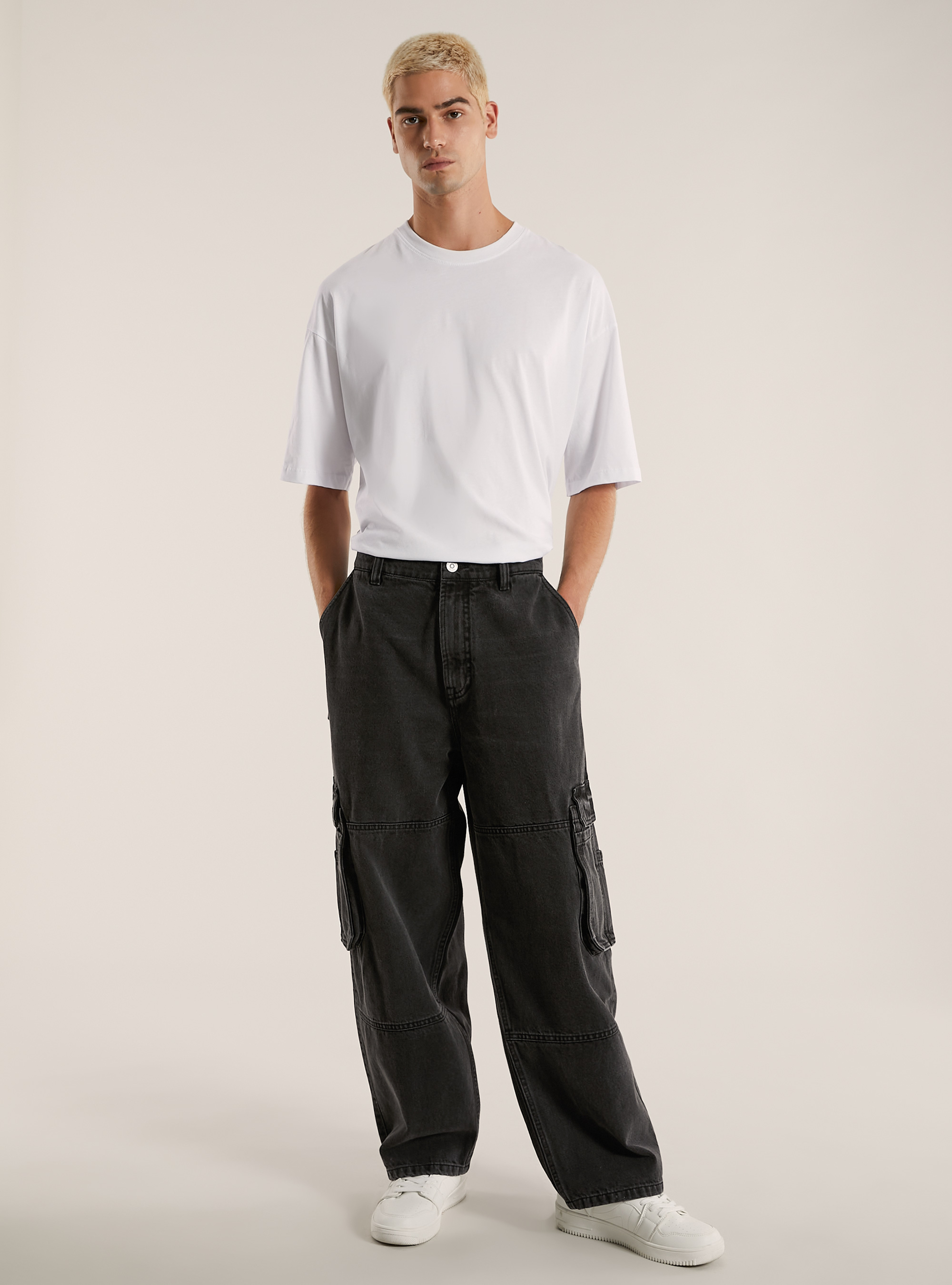 Jeans cargo skater baggy fit, D000 BLACK