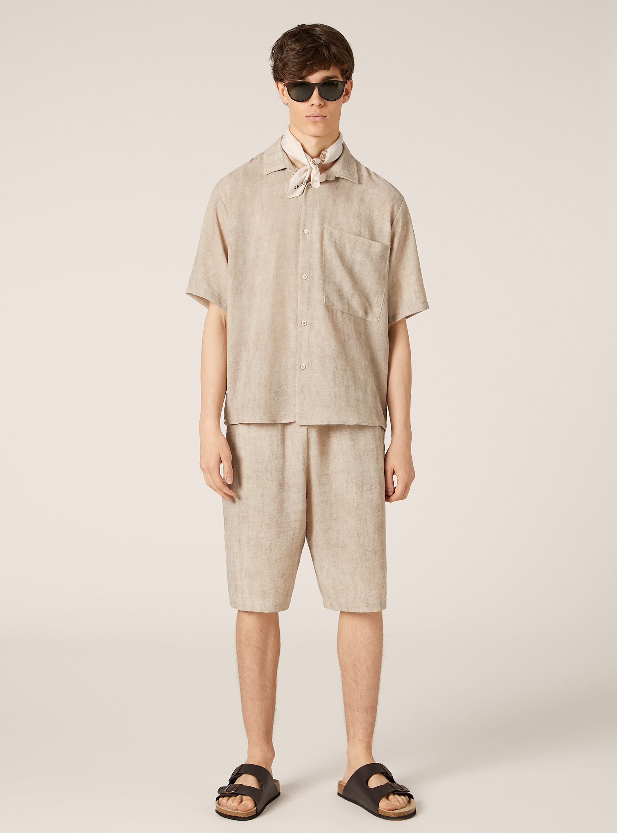 Chemise avec boutons &agrave; effet marbr&eacute;, BG2 BEIGE MEDIUM