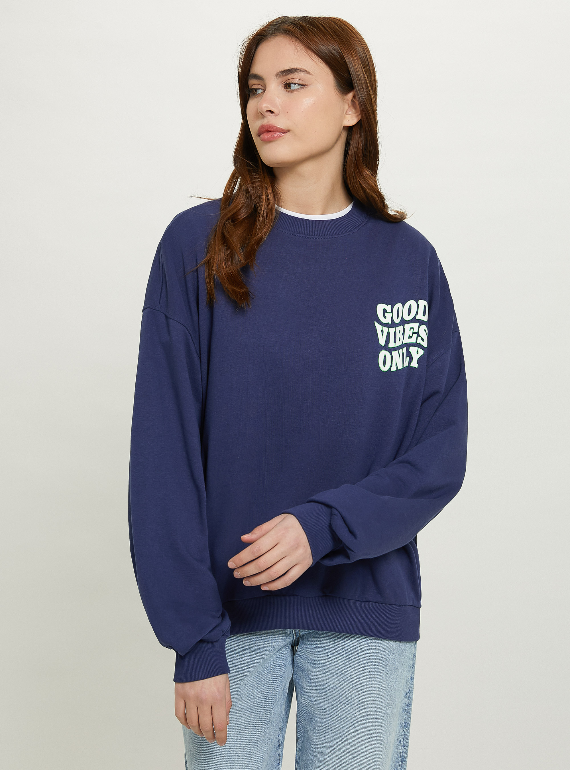 Oversize sweatshirt with print, NA2 NAVY MEDIUM