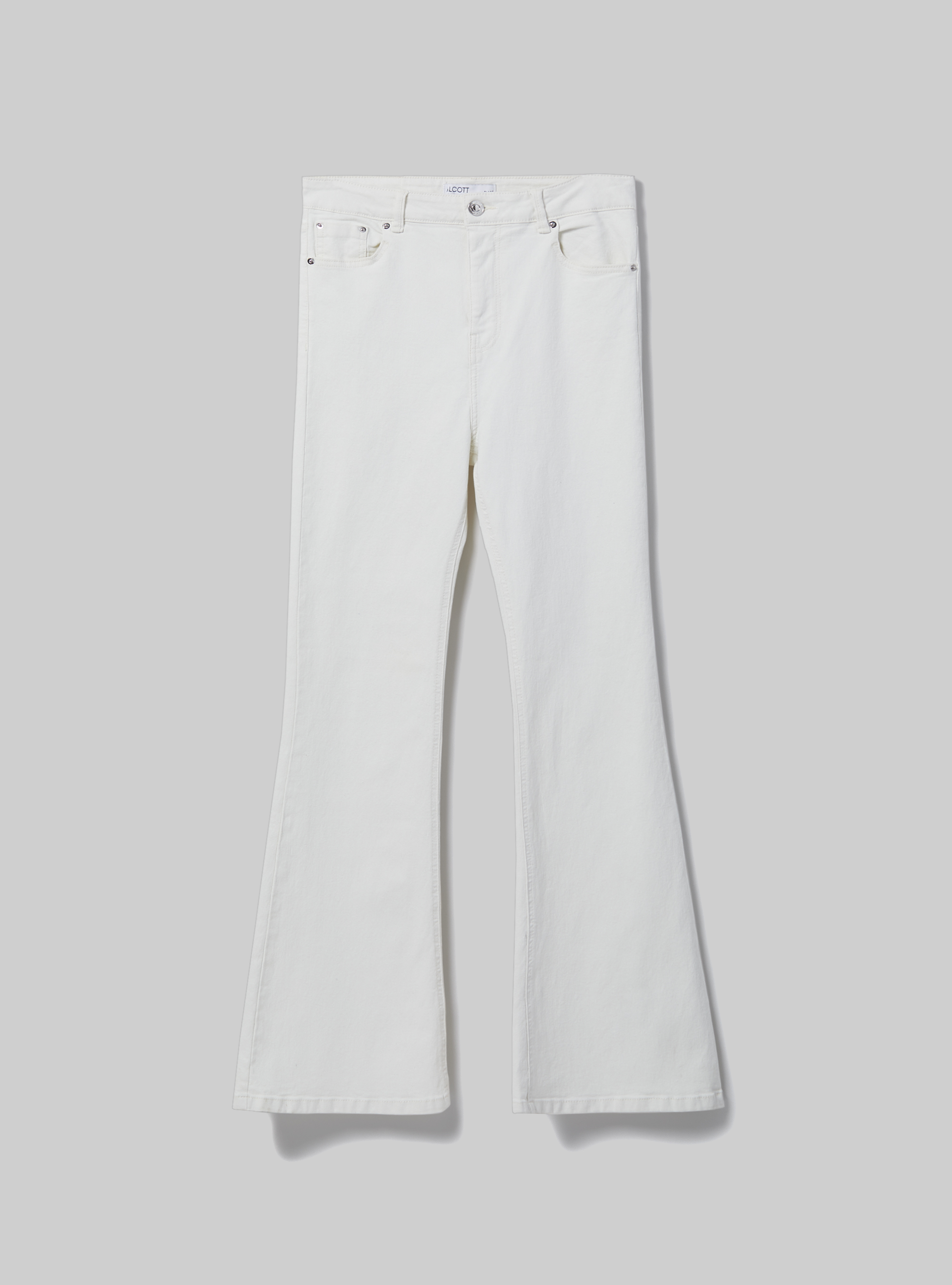 Pantaloni flare in twill stretch, WH1 OFF WHITE