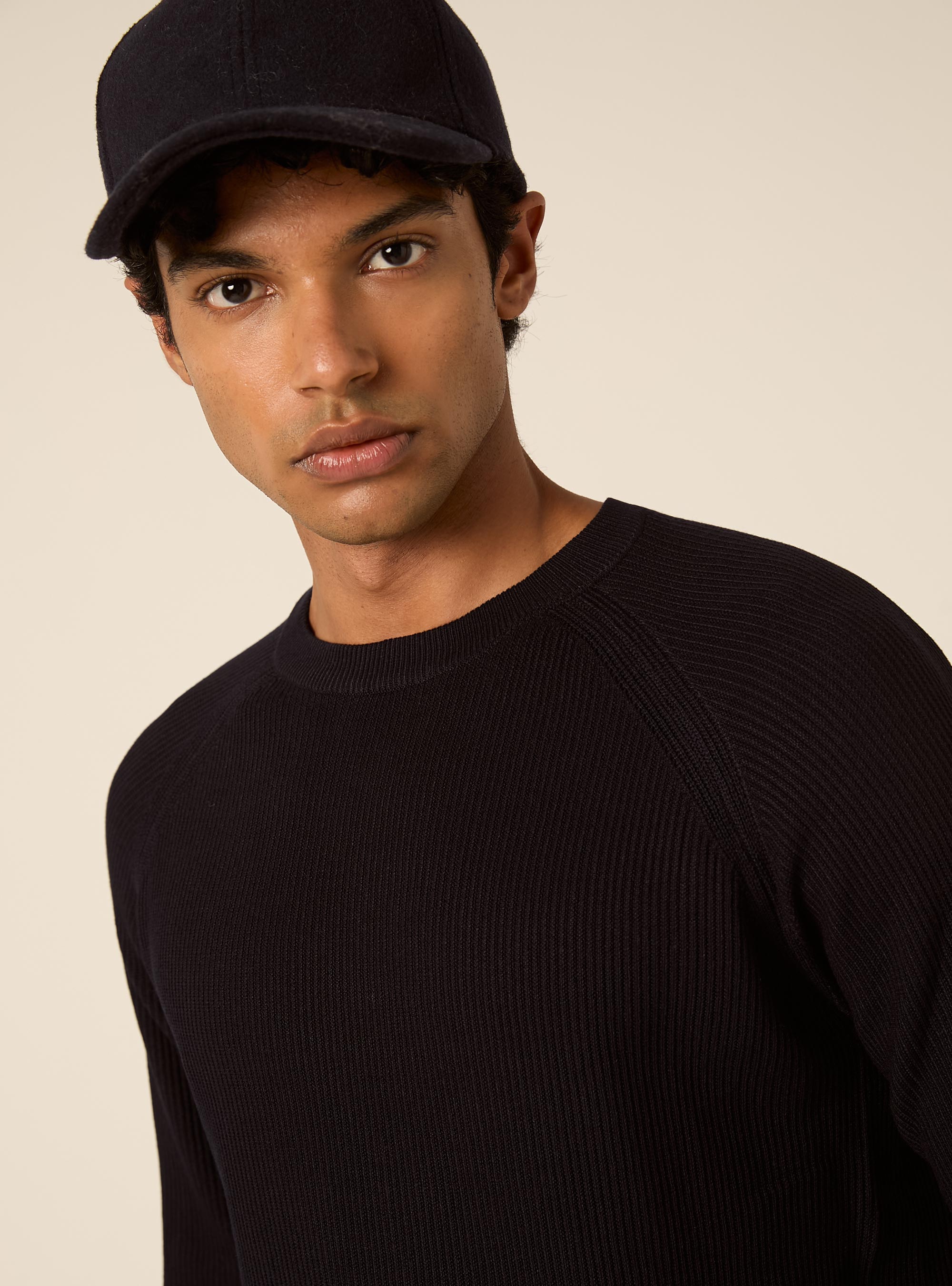 Maglia girocollo in misto cotone regular fit, NA1 NAVY DARK