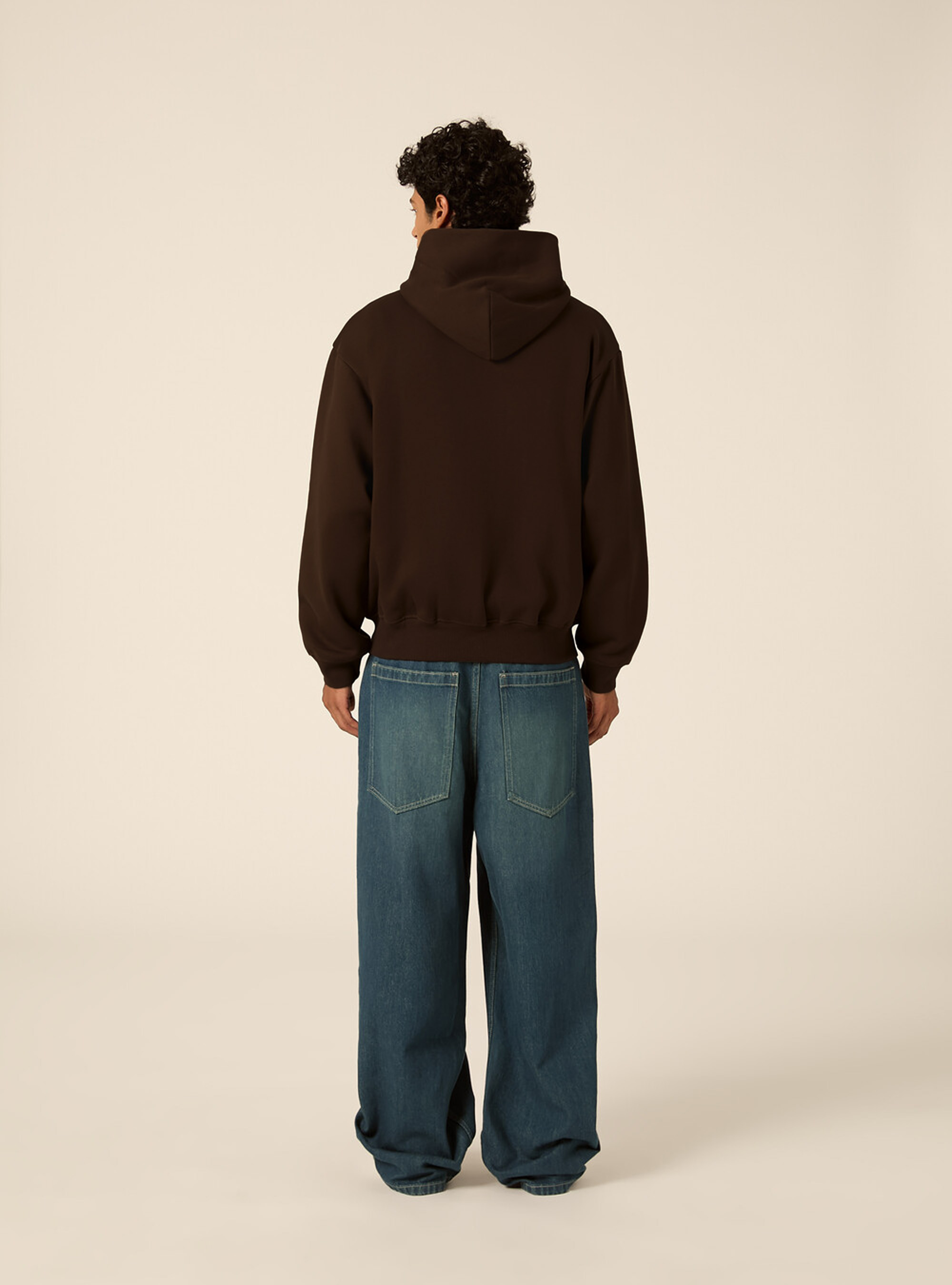 Sudadera con capucha y cremallera corte boxy, BR1 BROWN DARK