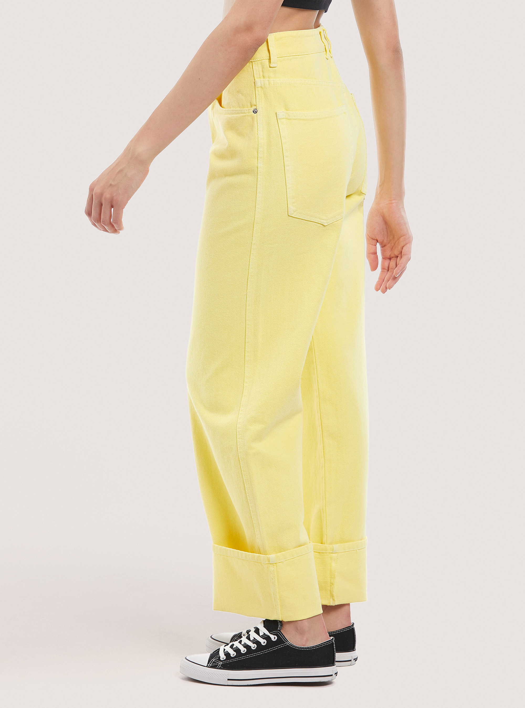 Pantalon large en coton, YE3 YELLOW LIGHT