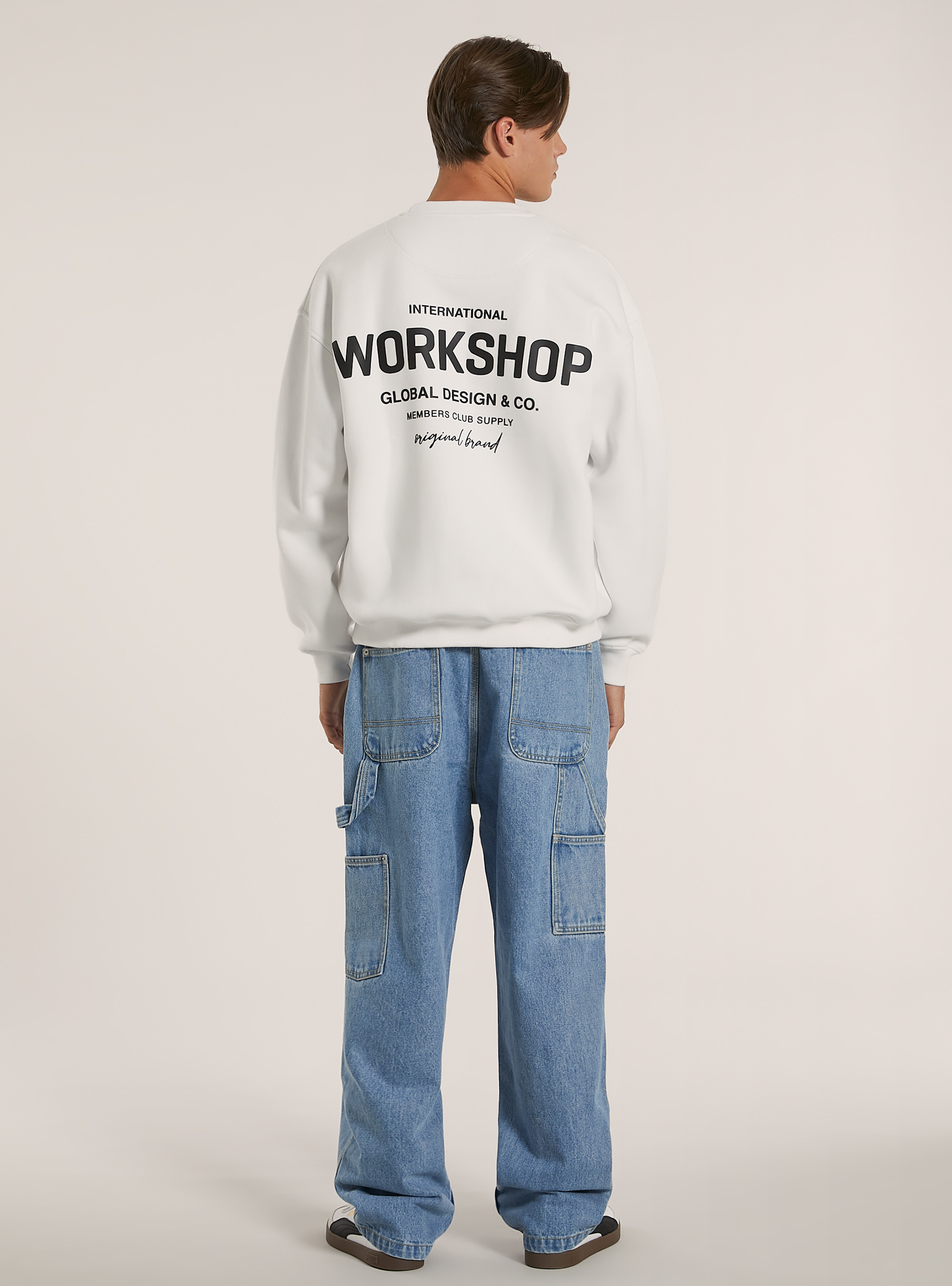 Boxy fit sweatshirt with Workshop print, WH2 WHITE