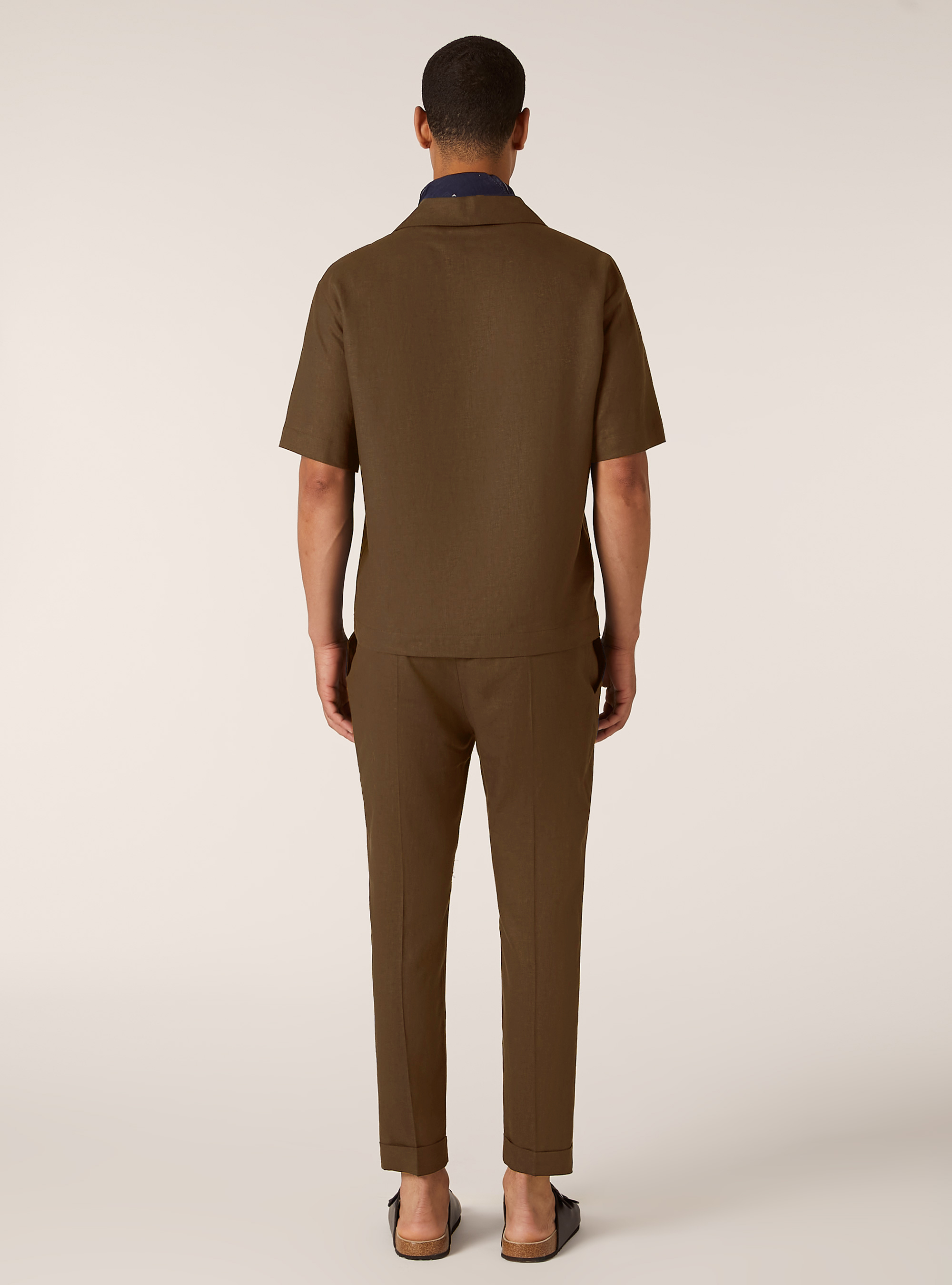 Linen blend trousers with pleats, TB2 TOBACCO MEDIUM