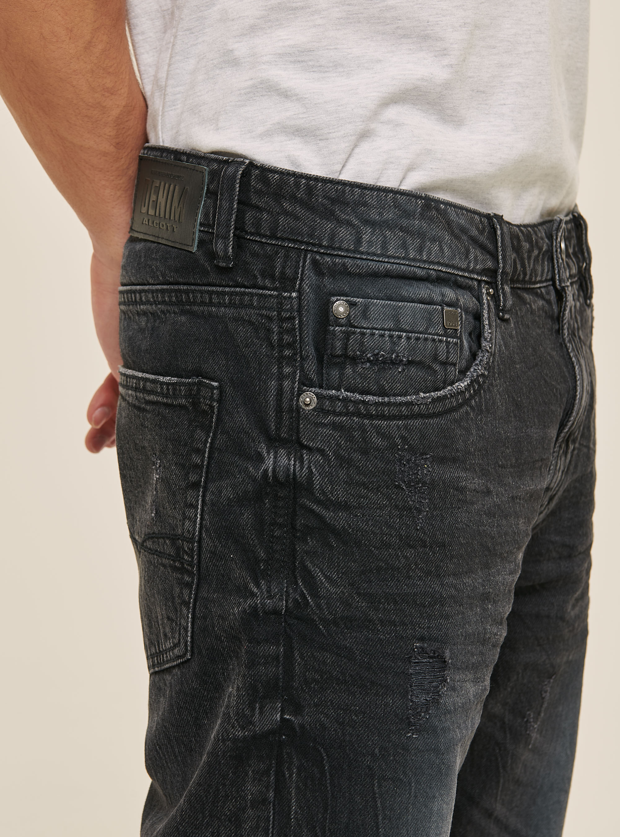 Vaqueros Slim Fit de algod&oacute;n, NEGRO