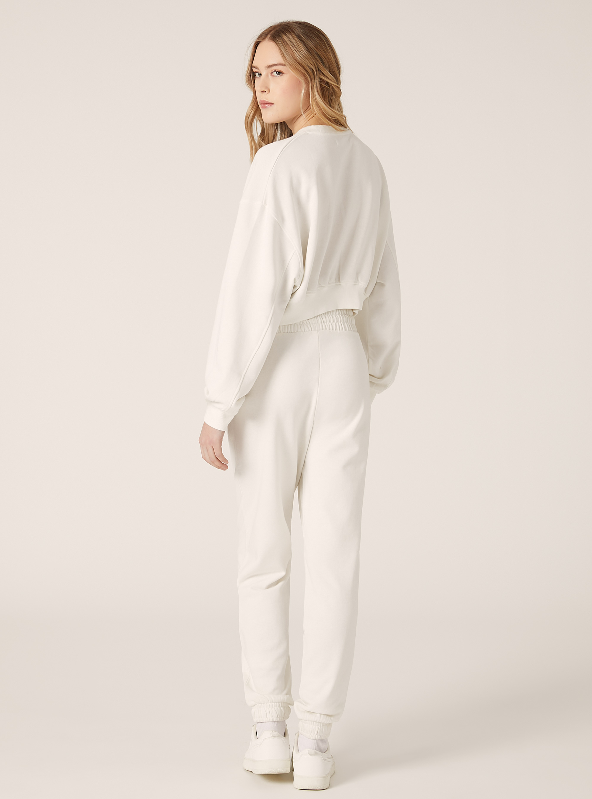 Felpa girocollo cropped, WH1 OFF WHITE