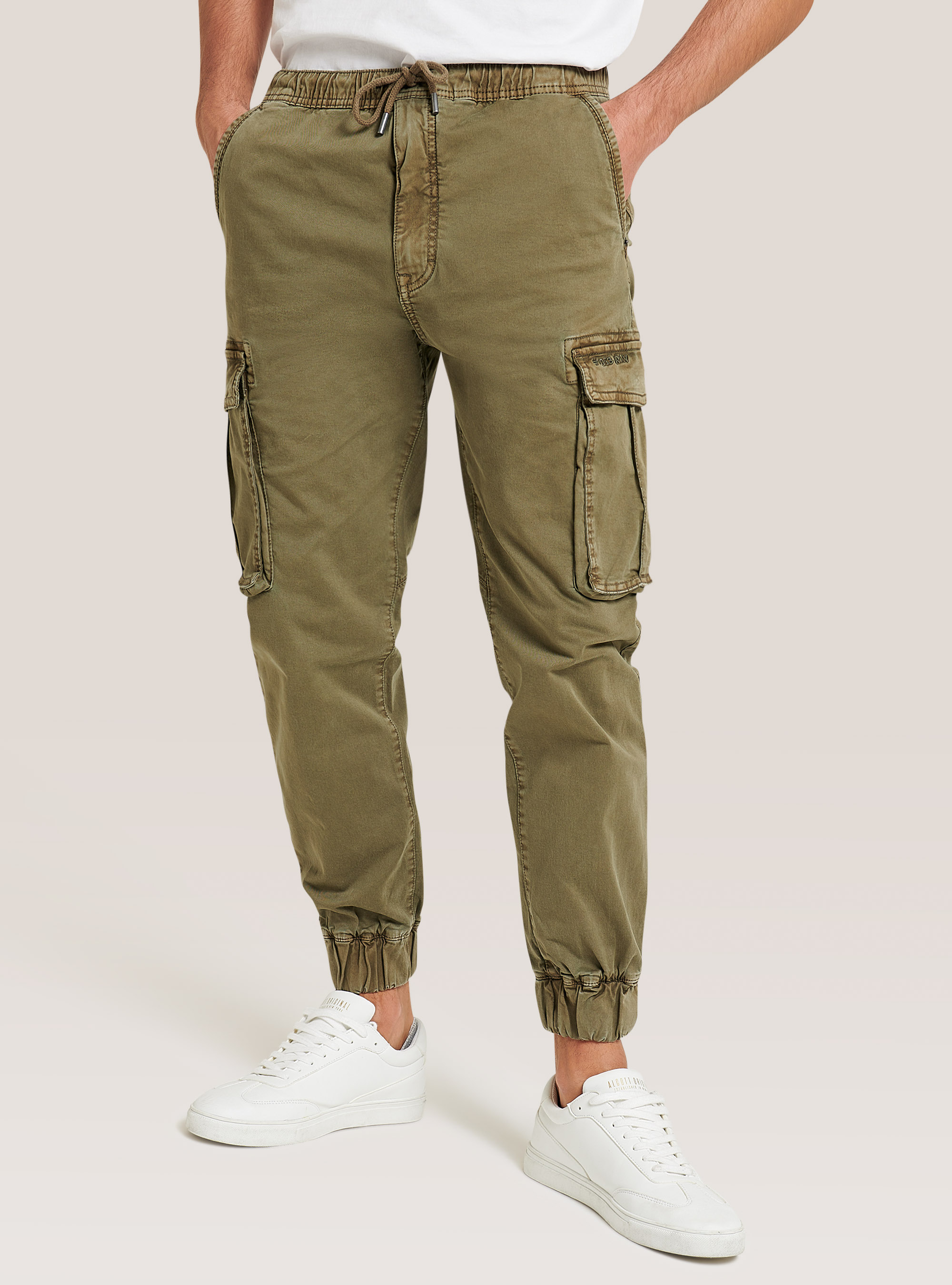 Stretch cotton twill cargo jogger, C6603 KAKY