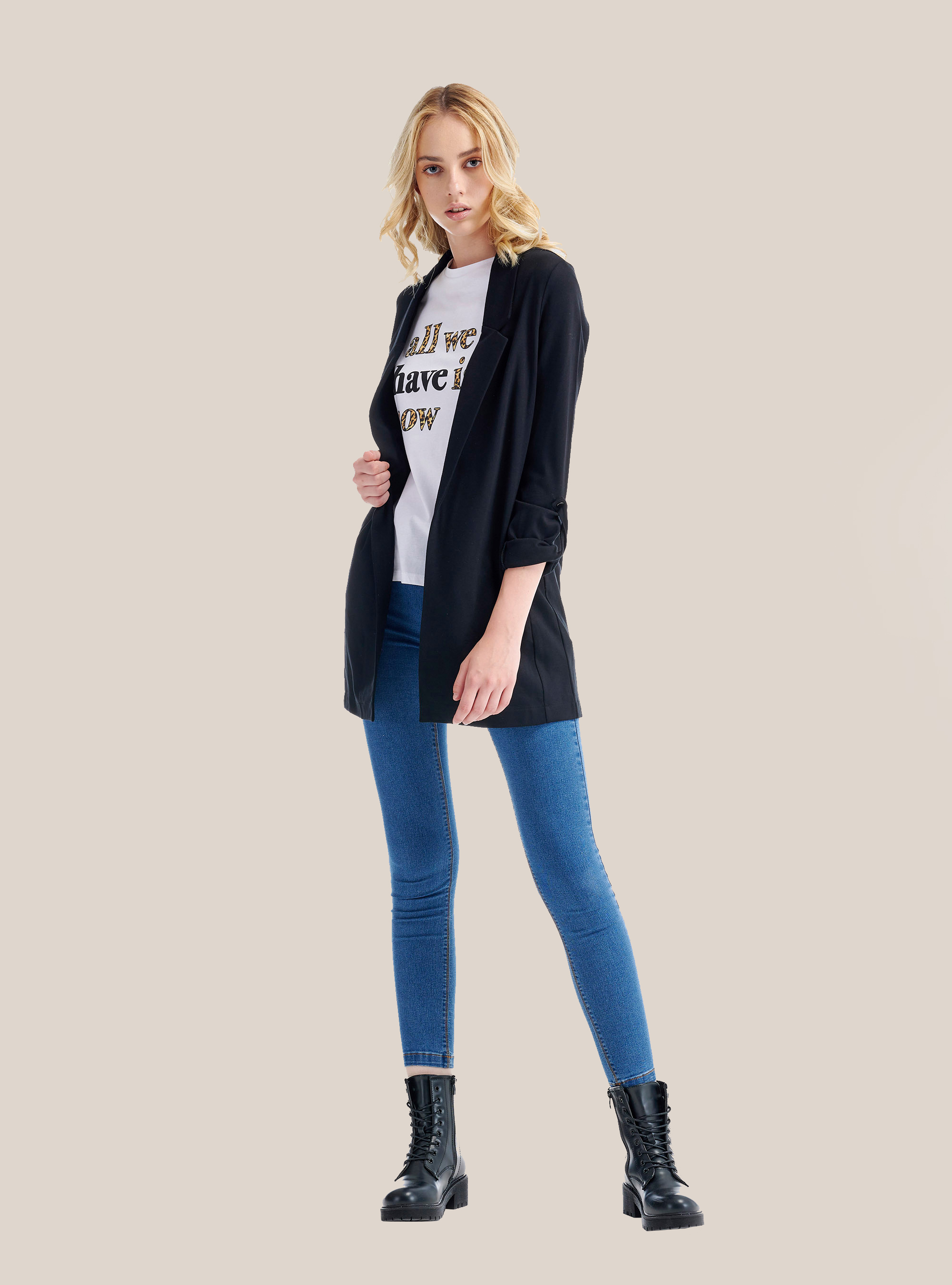 Camiseta de algod&oacute;n con estampado de letras de animales, BLANCO