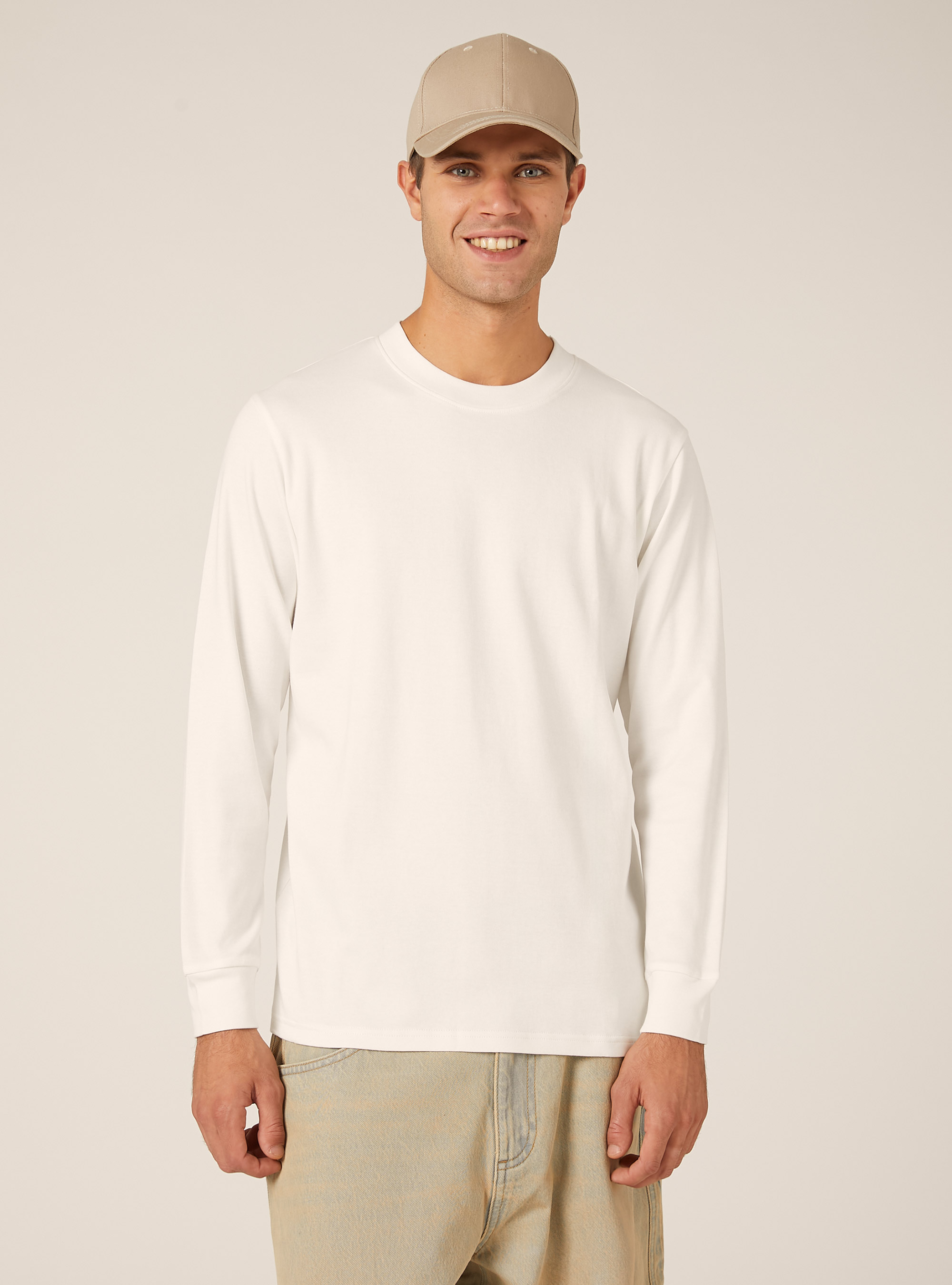 Long-sleeved cotton T-shirt, WH1 OFF WHITE