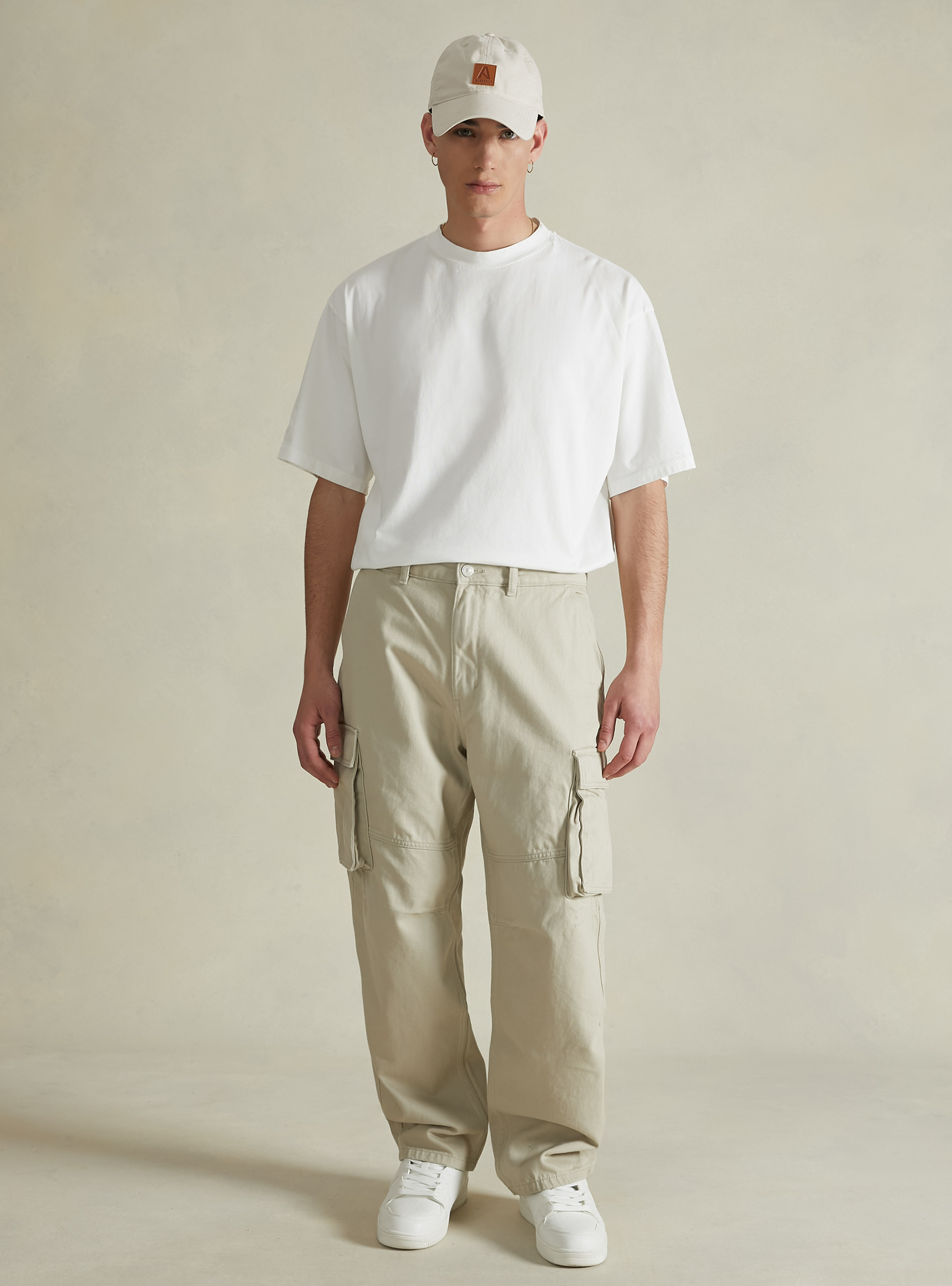 Carpenter cargo trousers with contrast stitching, BG2 BEIGE MEDIUM