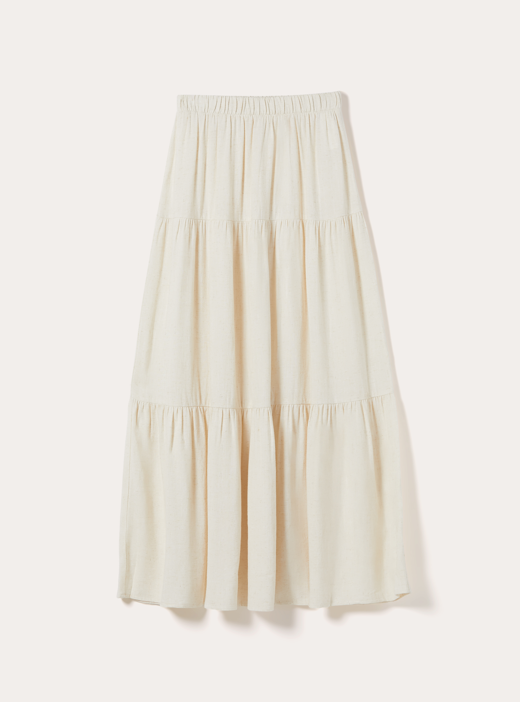 Falda boho con volantes en mezcla de lino, MBG3 BEIGE MEL LIGHT