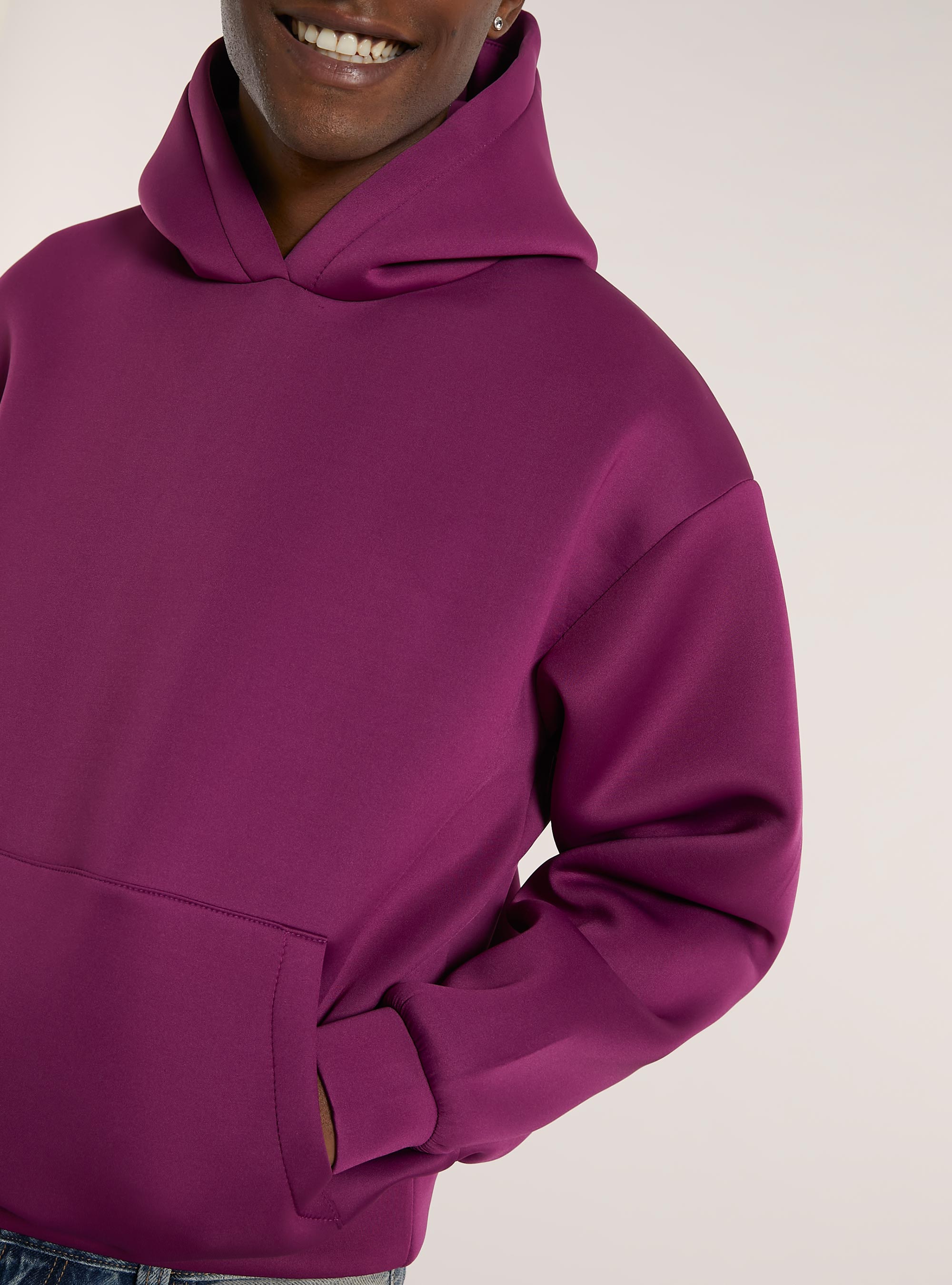 Felpa boxy fit in tessuto neoprene, VI2 VIOLET MEDIUM