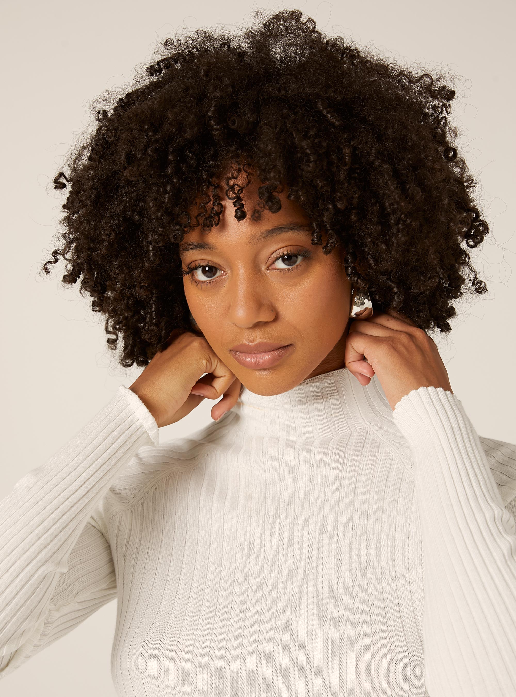 Mid-neck ribbed pullover, WH2 WHITE