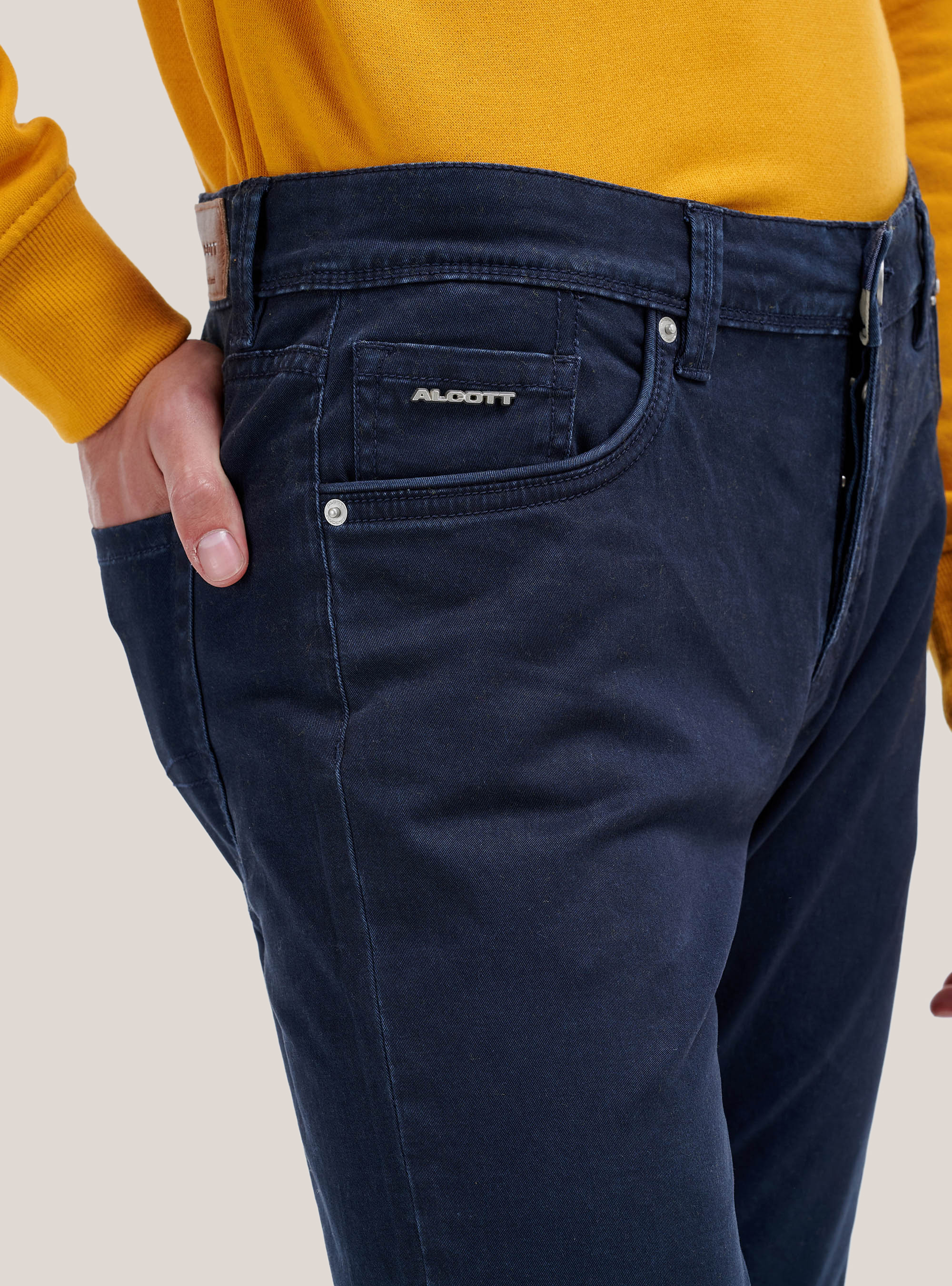 Recycled cotton skinny fit trousers, BLUE NAVY