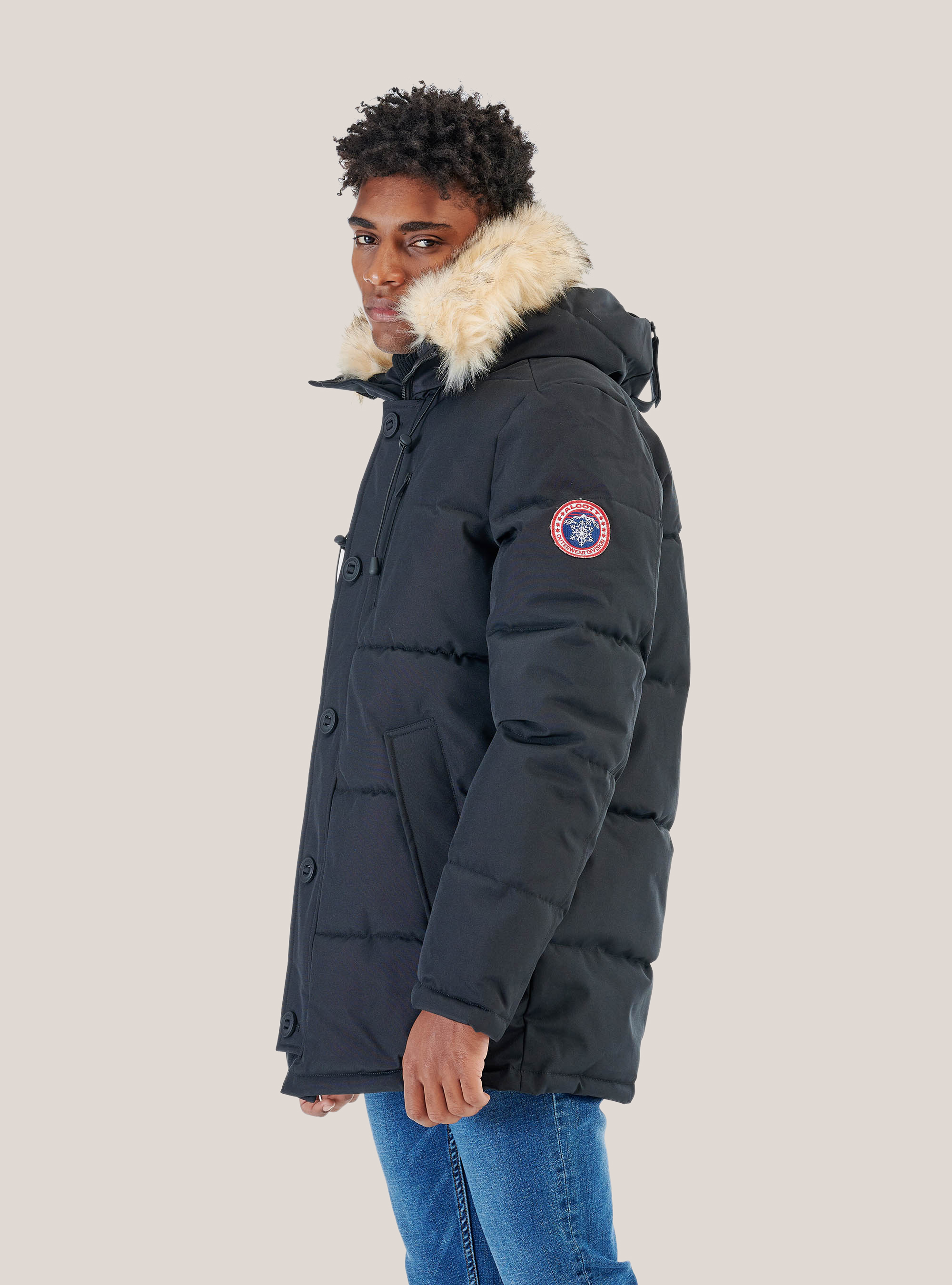 Blouson long rembourré, C101 BLACK