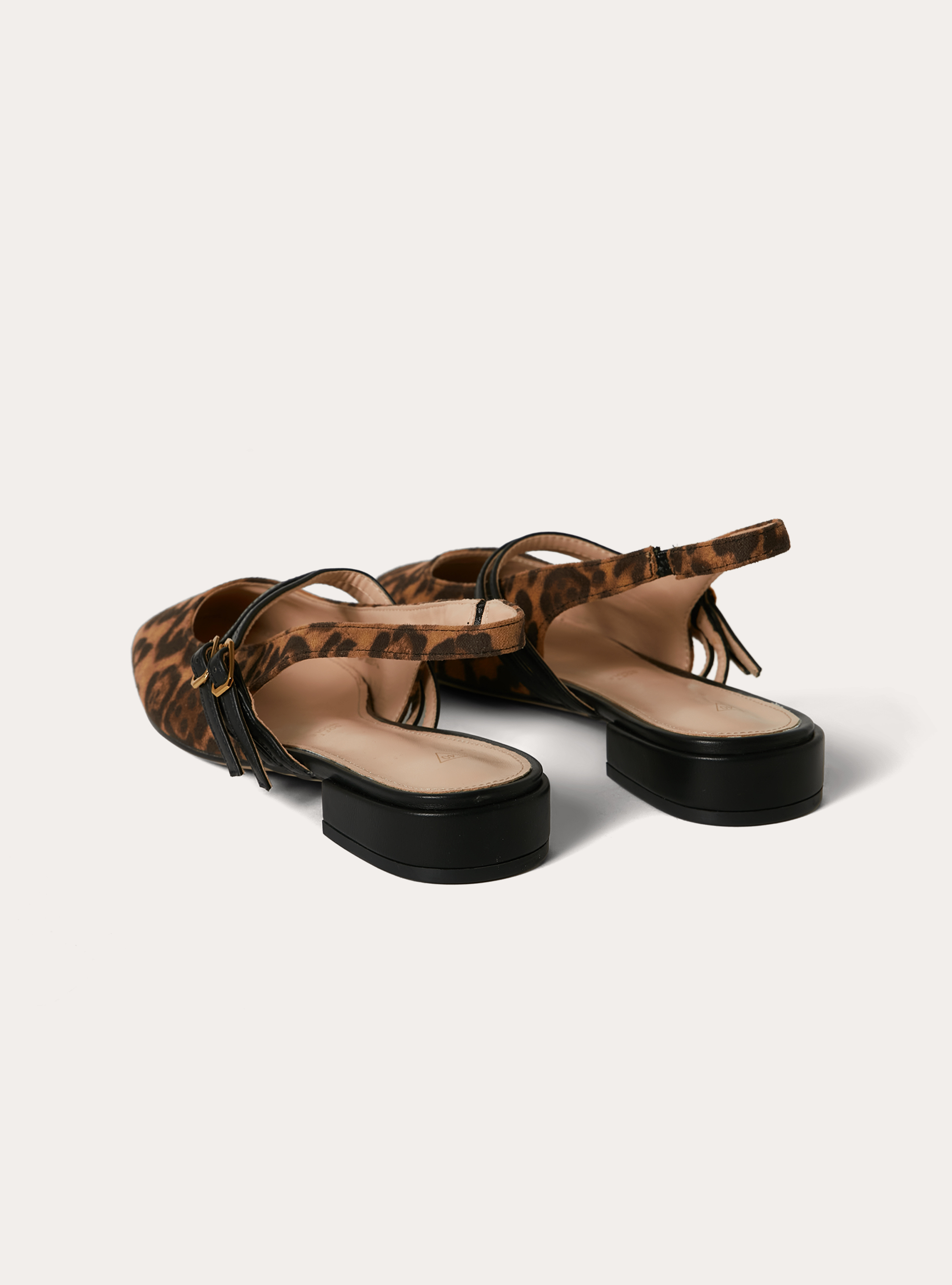 Leather-effect slingback ballet flats, ANIMALIER