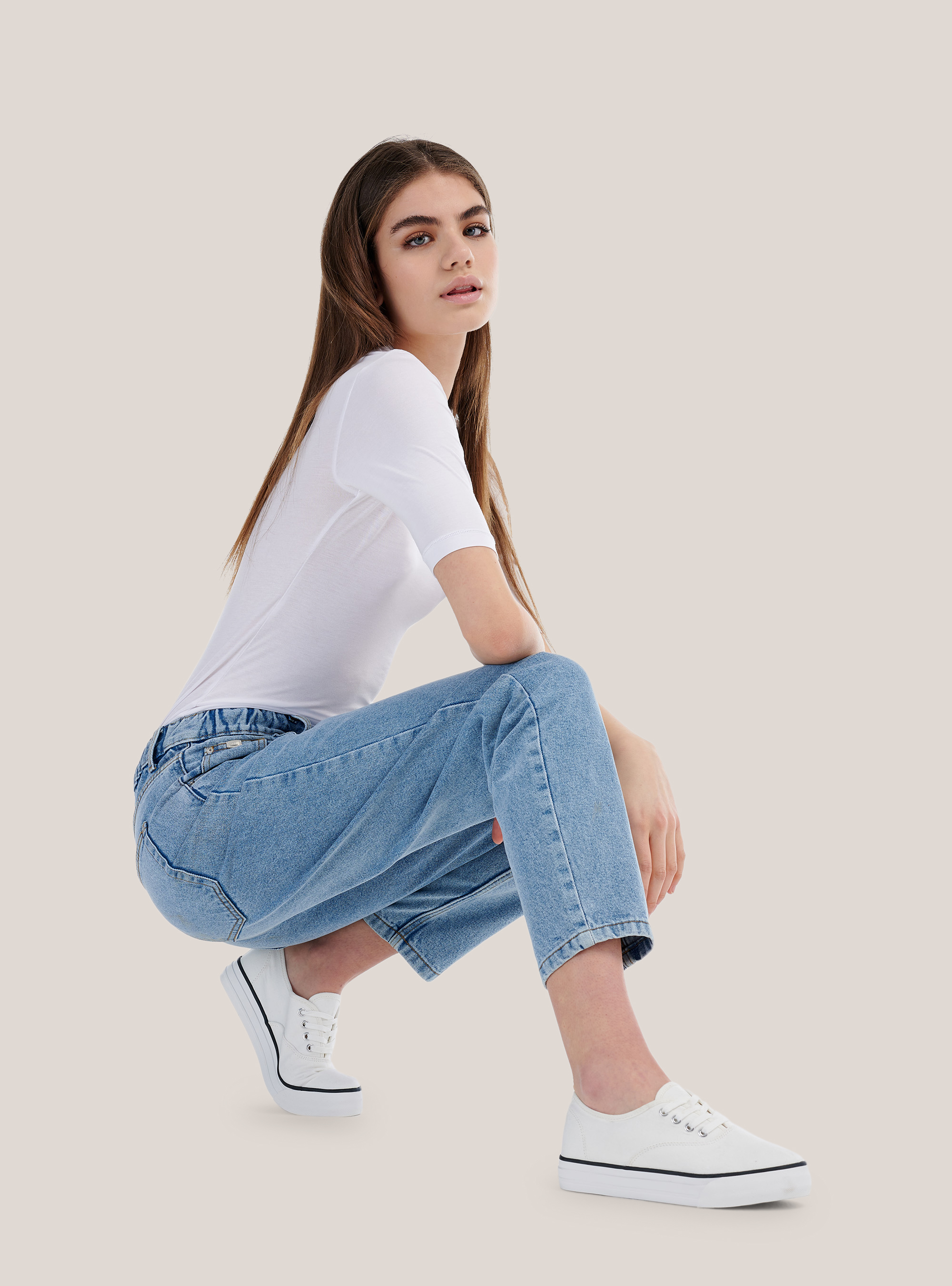 Sneakers de tela, BLANCO