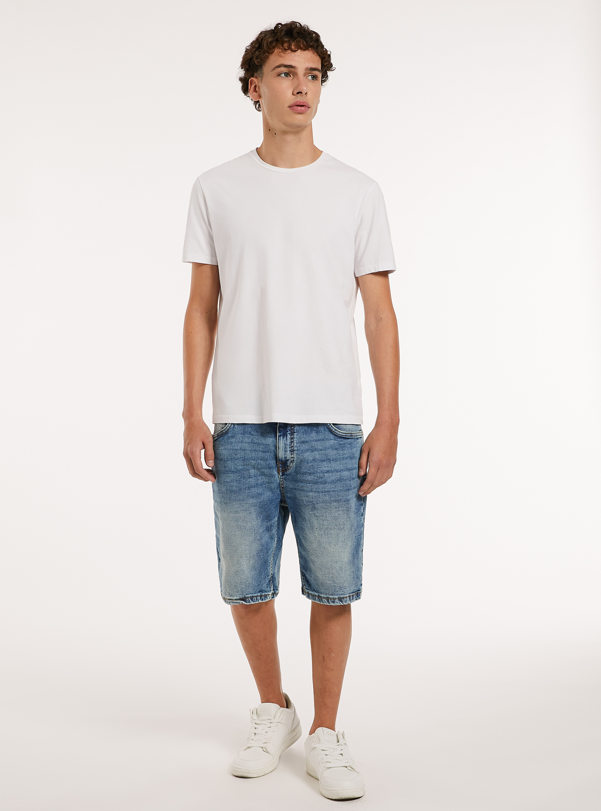 Bermuda Carrot en denim stretch, D003 MEDIUM BLUE