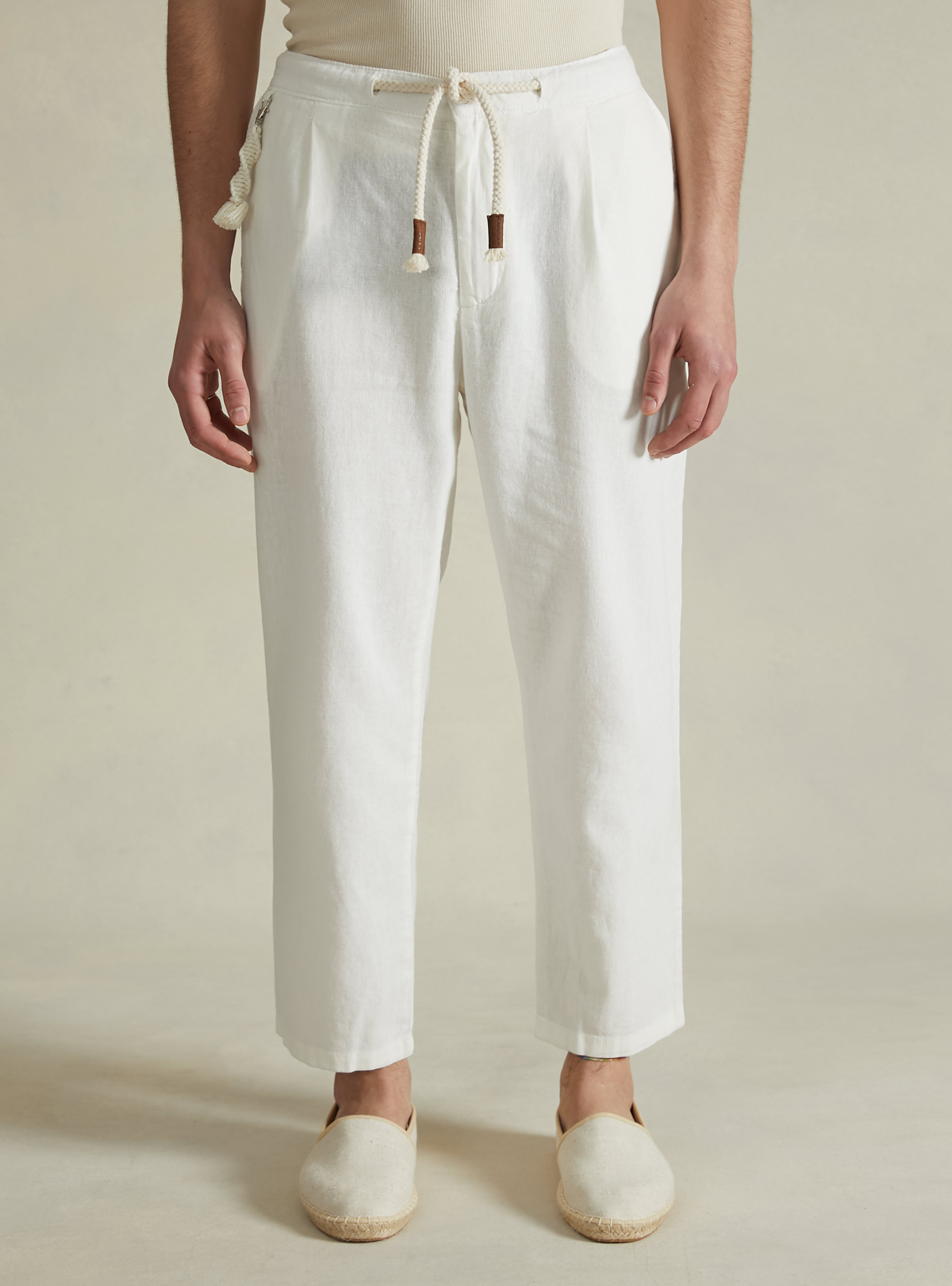Linen blend jogger trousers, WH2 WHITE