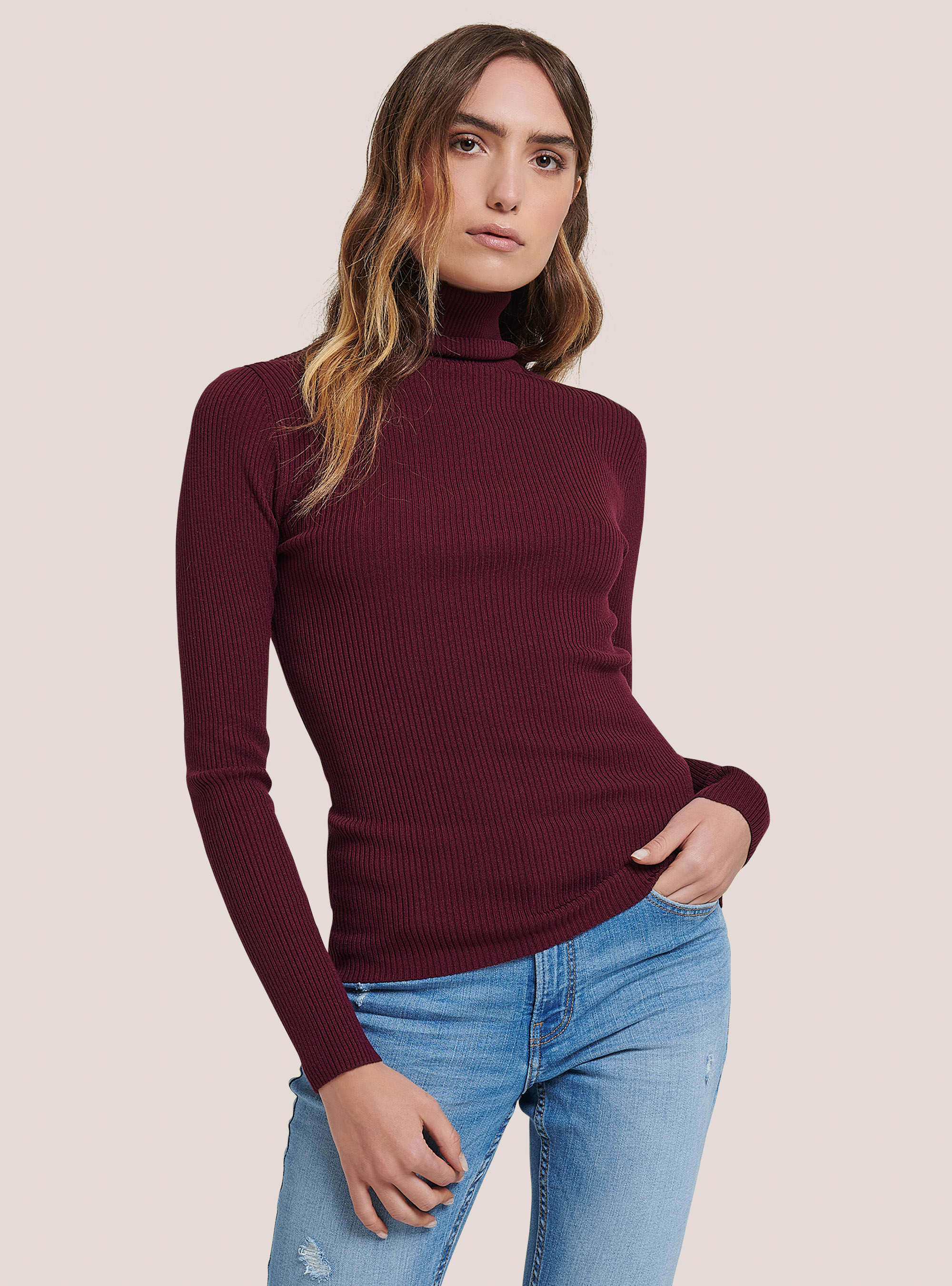 burgundy ribbed turtleneck