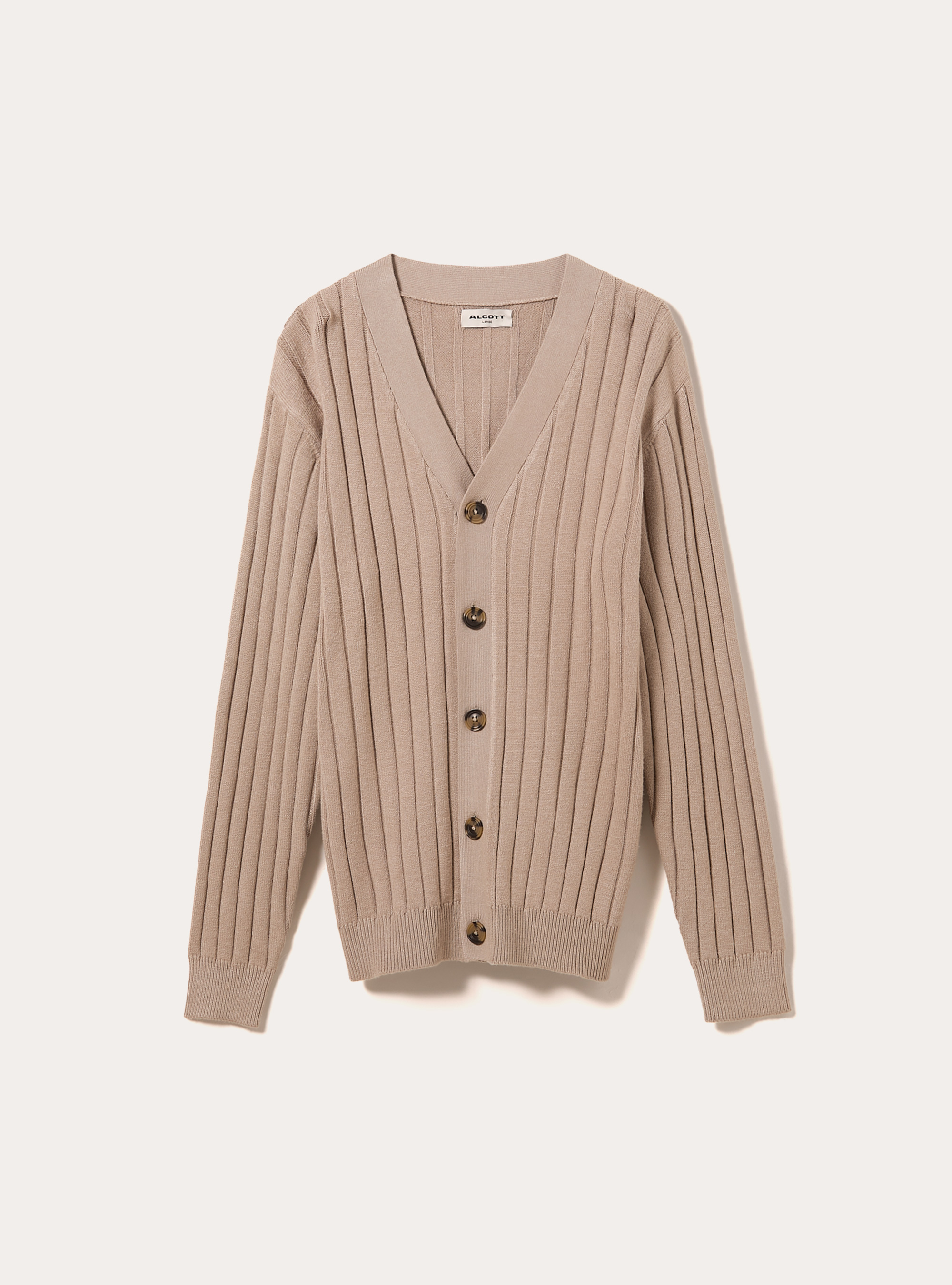 Cardigan  in rib, BG2 BEIGE MEDIUM