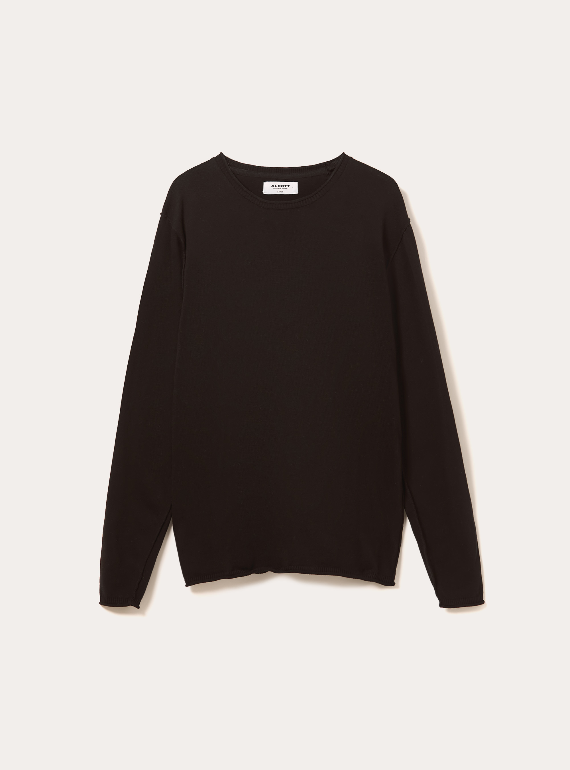 Raw cut pullover with roll neck, BK1 BLACK